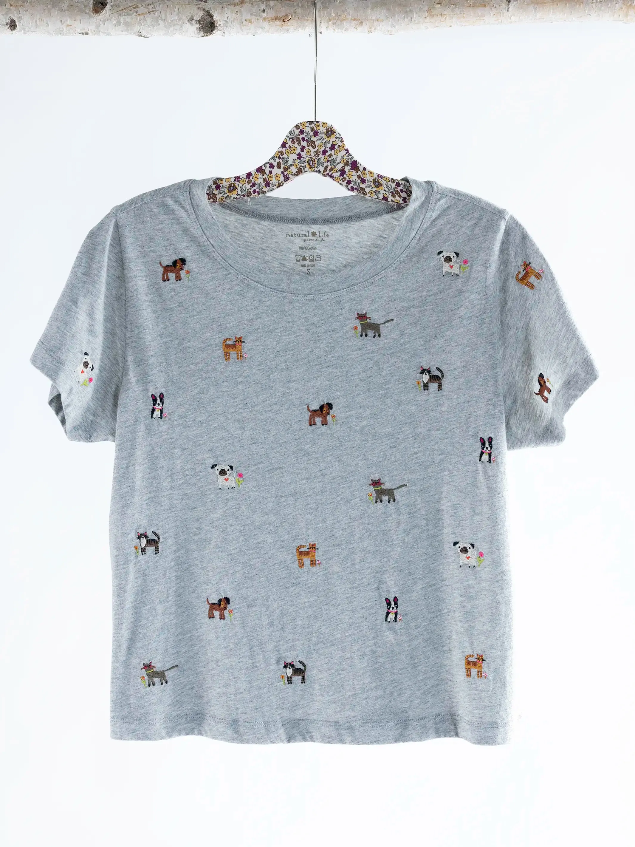 Fave Little Things Embroidered Tee - Grey Pets sold by NATURAL LIFE product image thumbnail 4