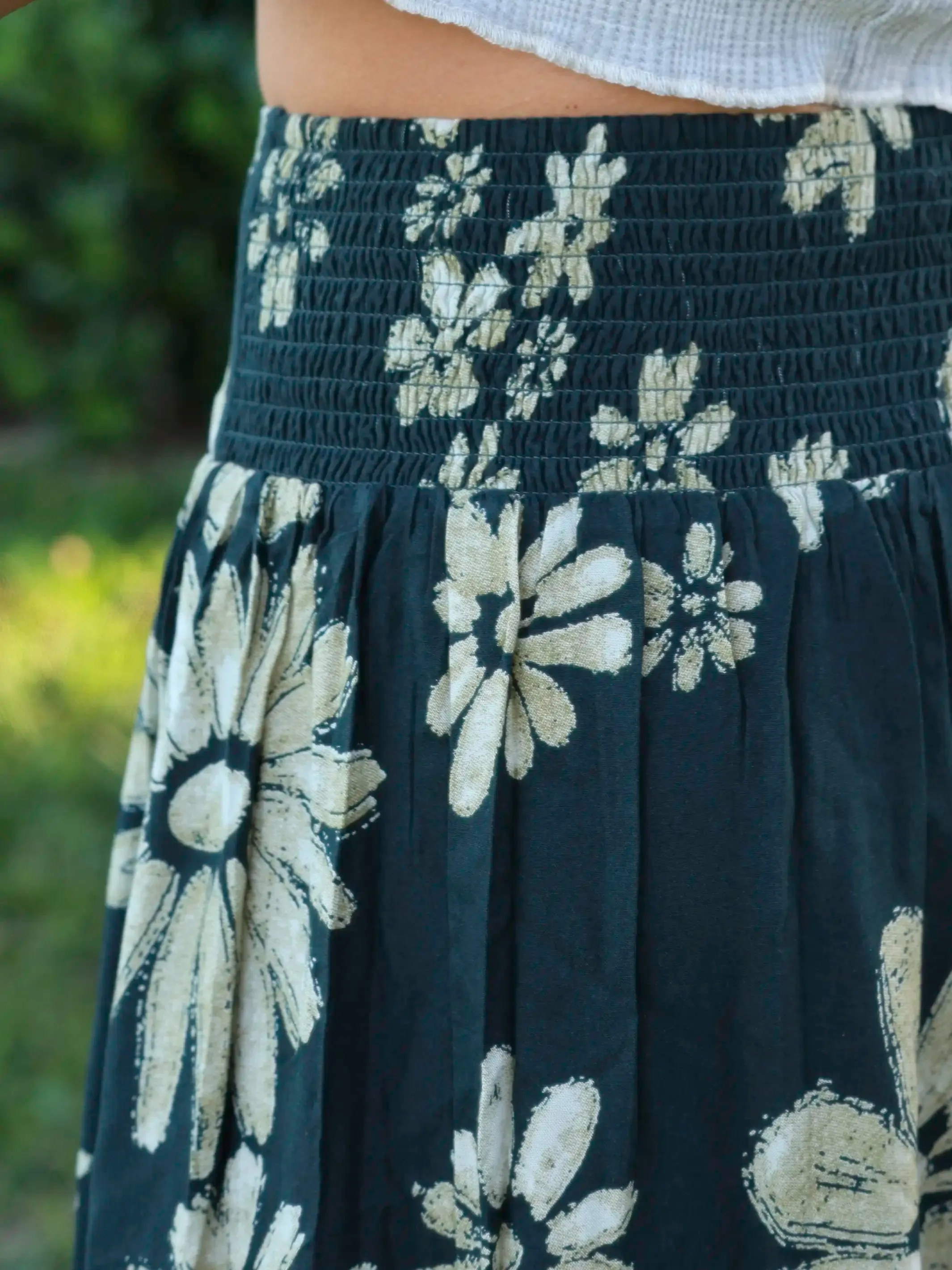 Addie Midi Skirt - Black Cream Daisies sold by NATURAL LIFE product image thumbnail 3