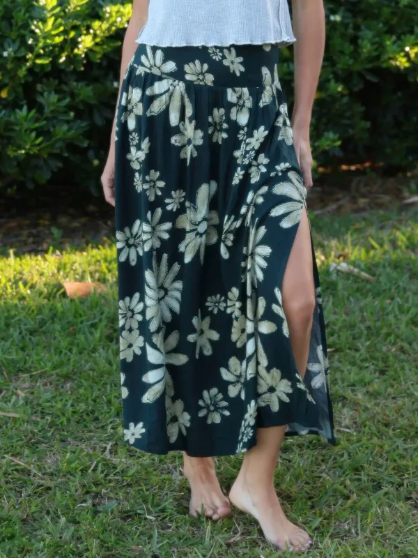 Addie Midi Skirt - Black Cream Daisies sold by NATURAL LIFE