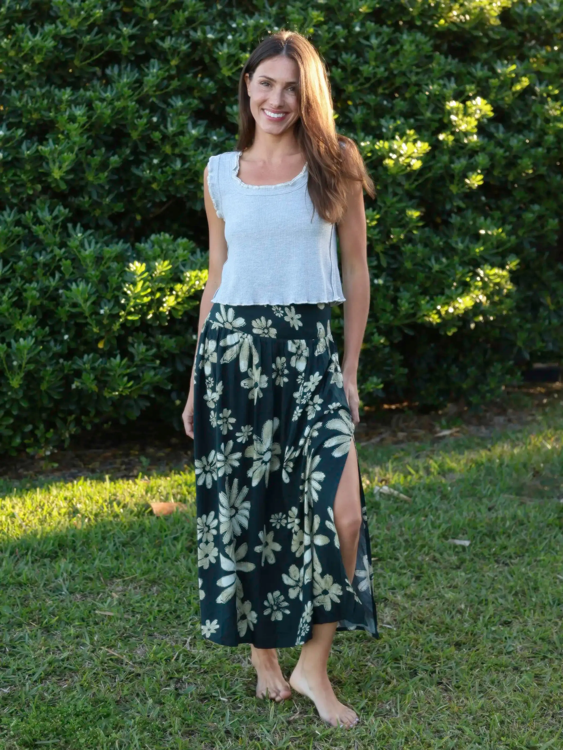 Addie Midi Skirt - Black Cream Daisies sold by NATURAL LIFE product image thumbnail 4