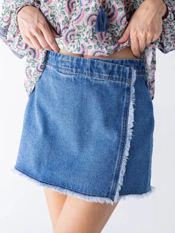 Denim Mini Skirt - Medium Wash sold by NATURAL LIFE