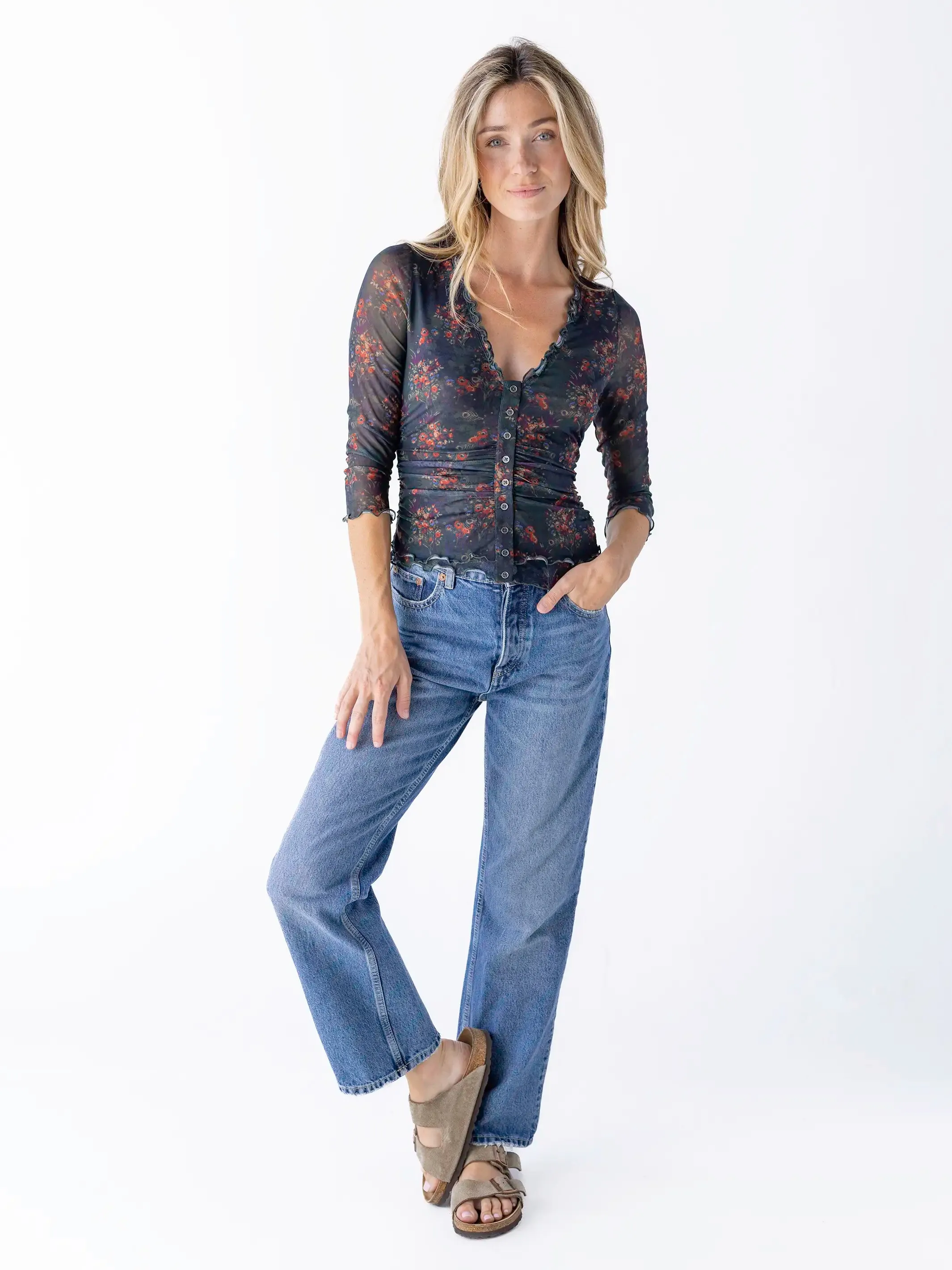 Florence Mesh Top - Navy Red Feathers sold by NATURAL LIFE product image thumbnail 4