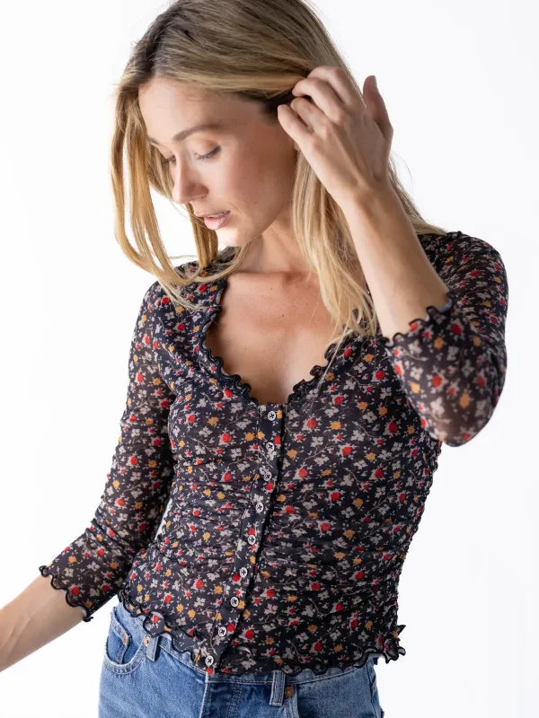 Florence Mesh Top - Black Oakley Floral sold by NATURAL LIFE
