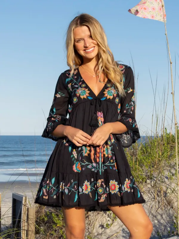 Capri Cotton Mini Dress - Black sold by NATURAL LIFE