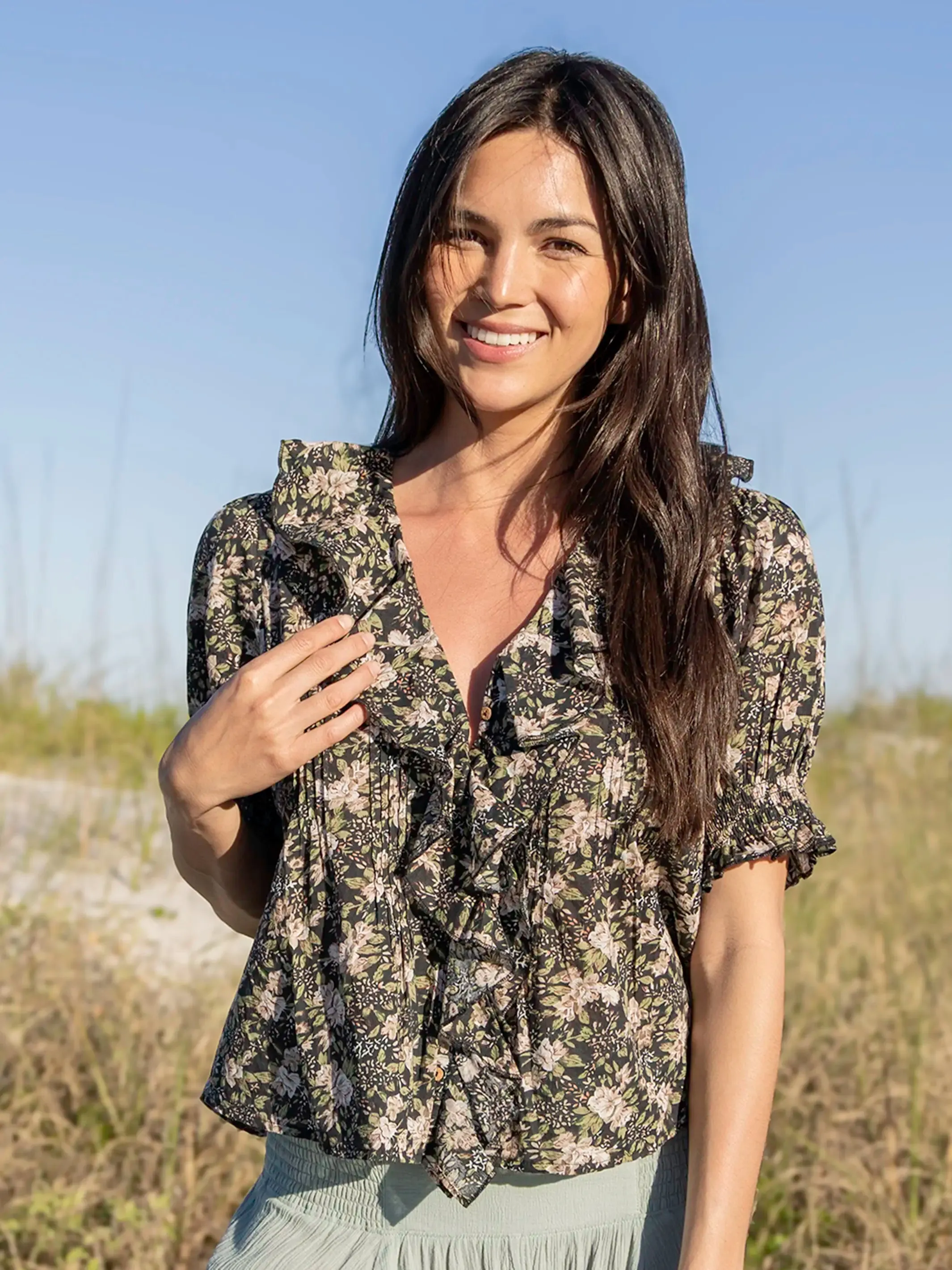 My Favorite Cotton Top - Black Flung Floral sold by NATURAL LIFE