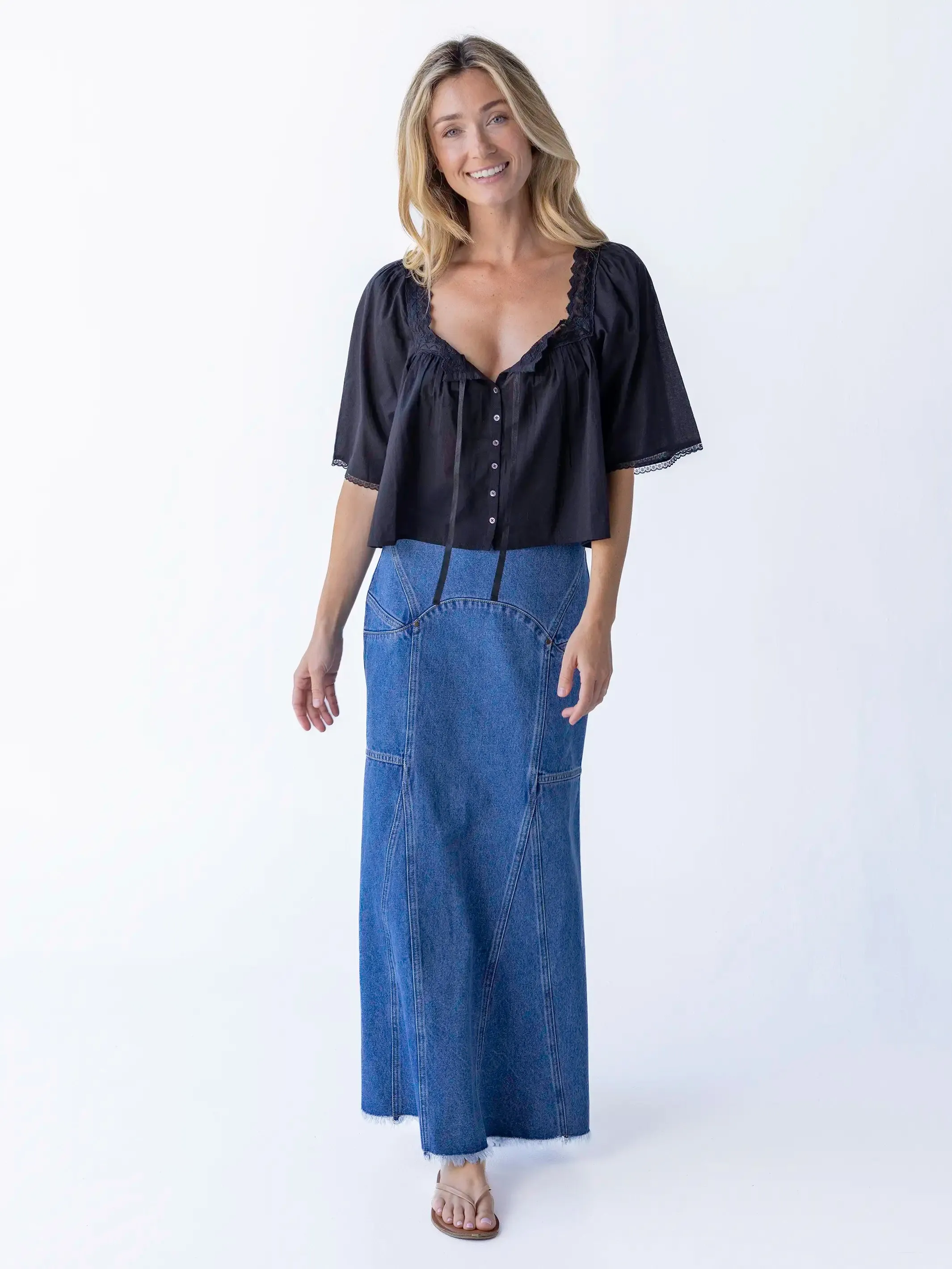 Prettiest Cotton Lace Blouse - Black sold by NATURAL LIFE product image thumbnail 4