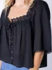 Prettiest Cotton Lace Blouse - Black sold by NATURAL LIFE