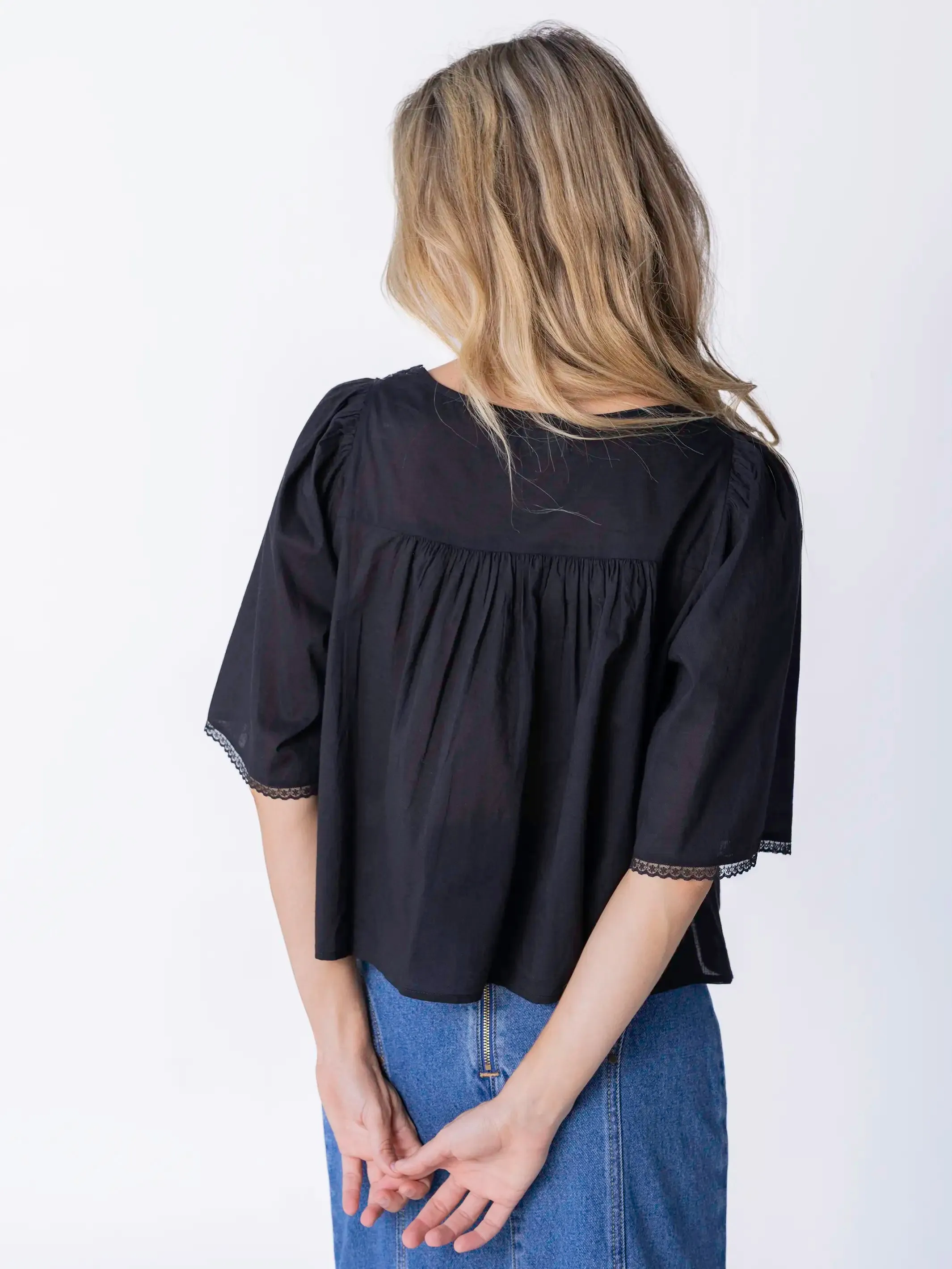 Prettiest Cotton Lace Blouse - Black sold by NATURAL LIFE product image thumbnail 5