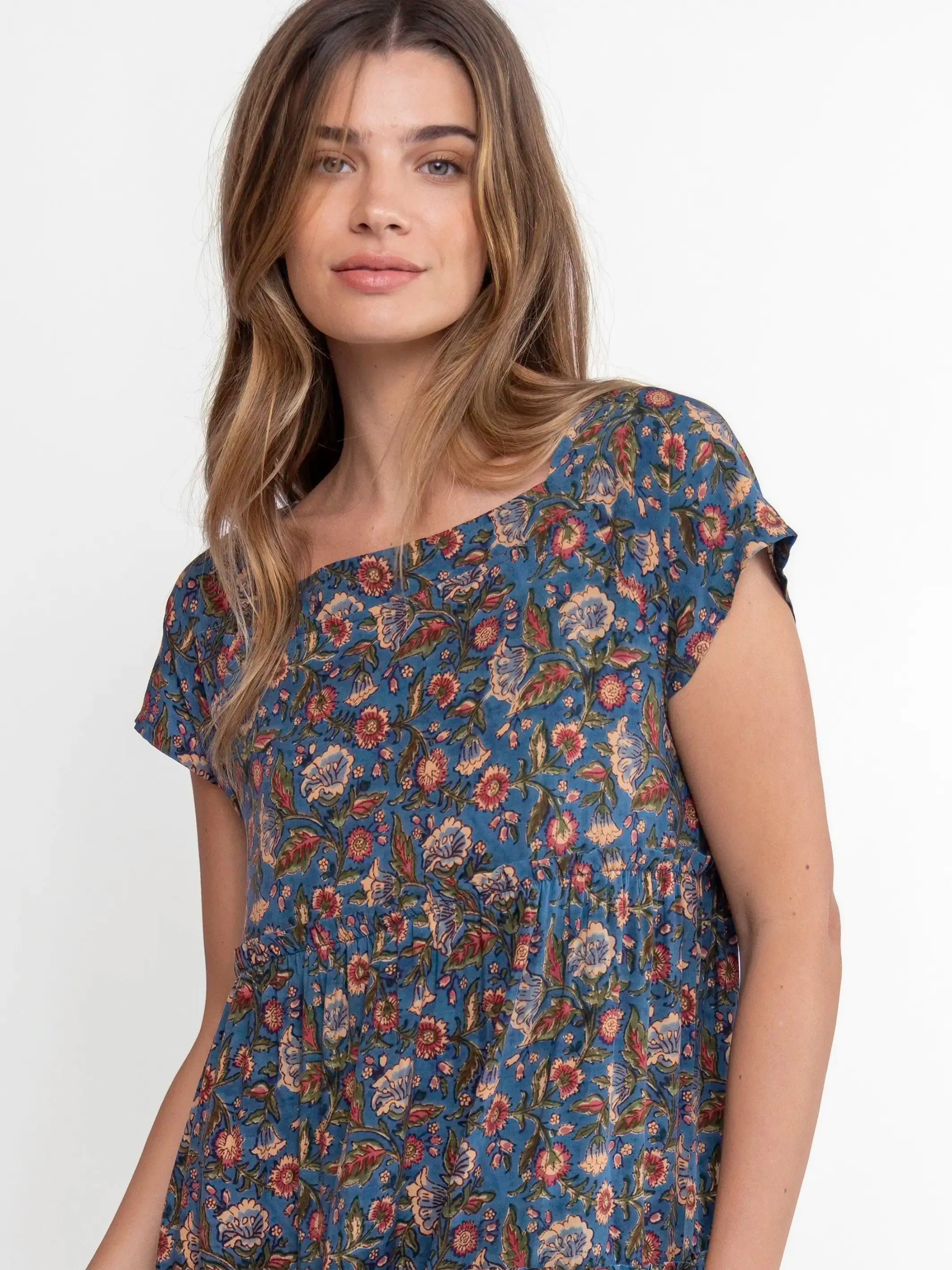 Berkley Maxi Dress - Tan Blue Floral sold by NATURAL LIFE product image thumbnail 2