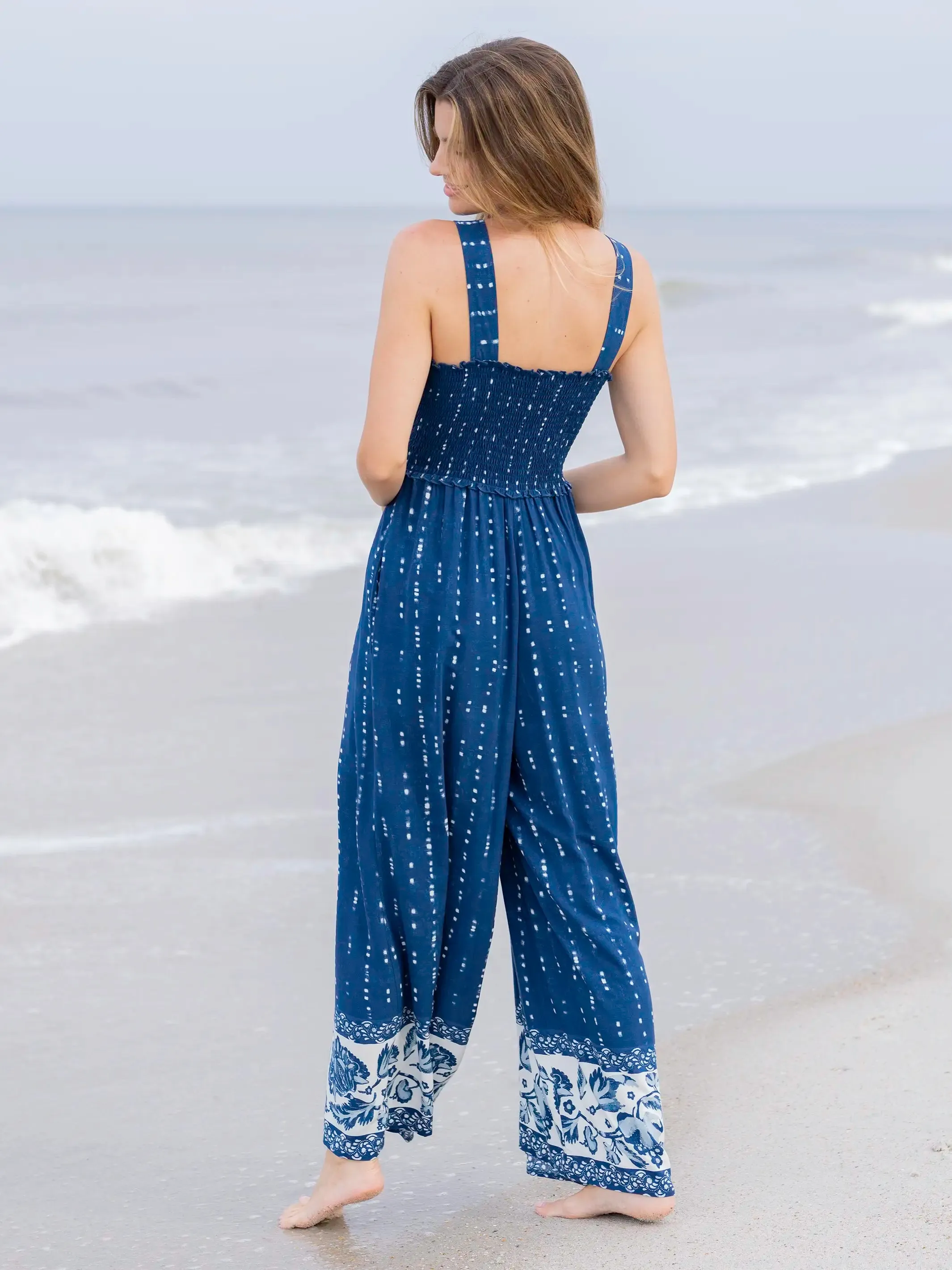 Sedona Jumpsuit - Indigo Shibori Stripe sold by NATURAL LIFE product image thumbnail 2