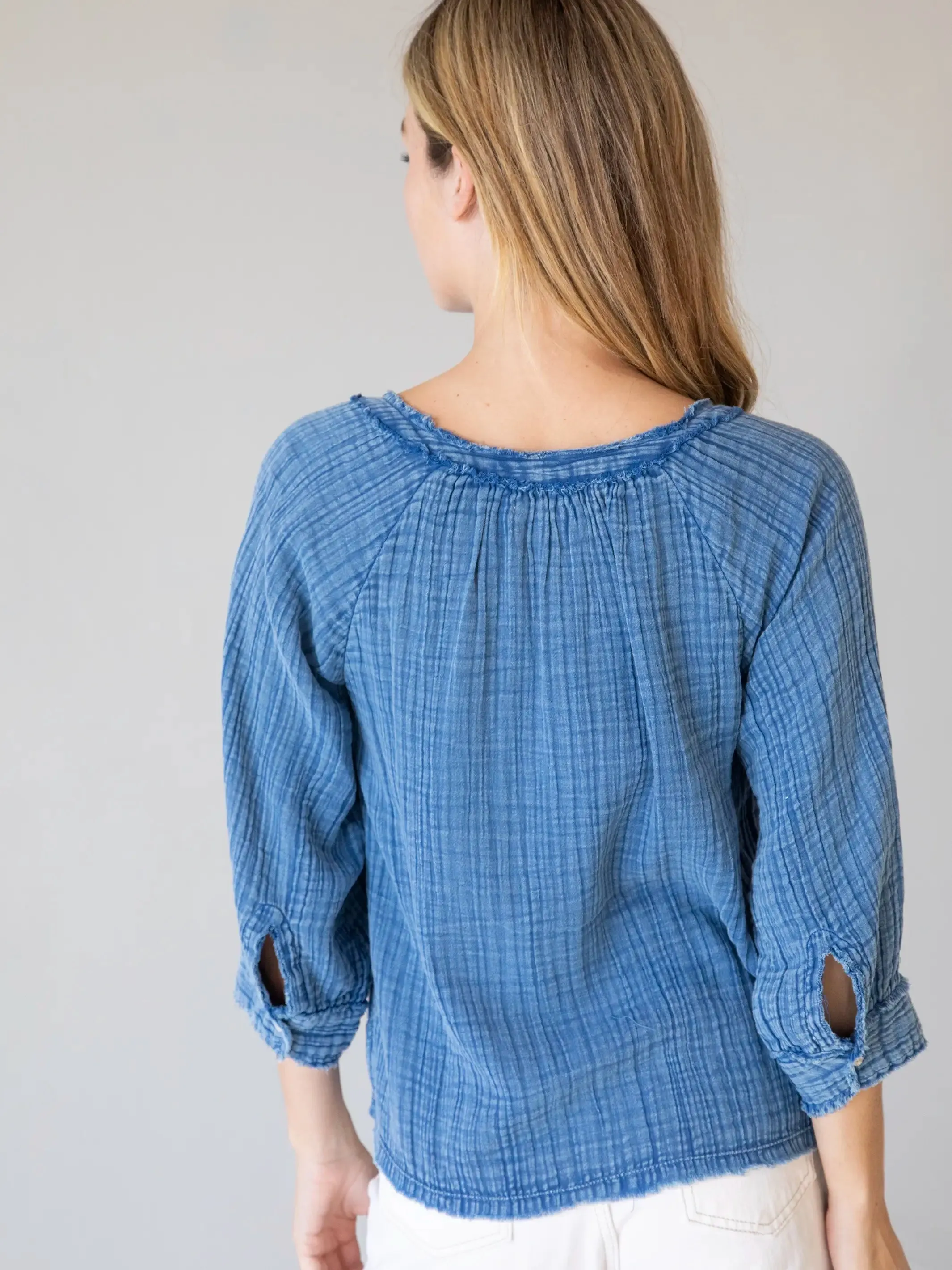 Robyn Cotton Gauze Top - Blue sold by NATURAL LIFE product image thumbnail 3
