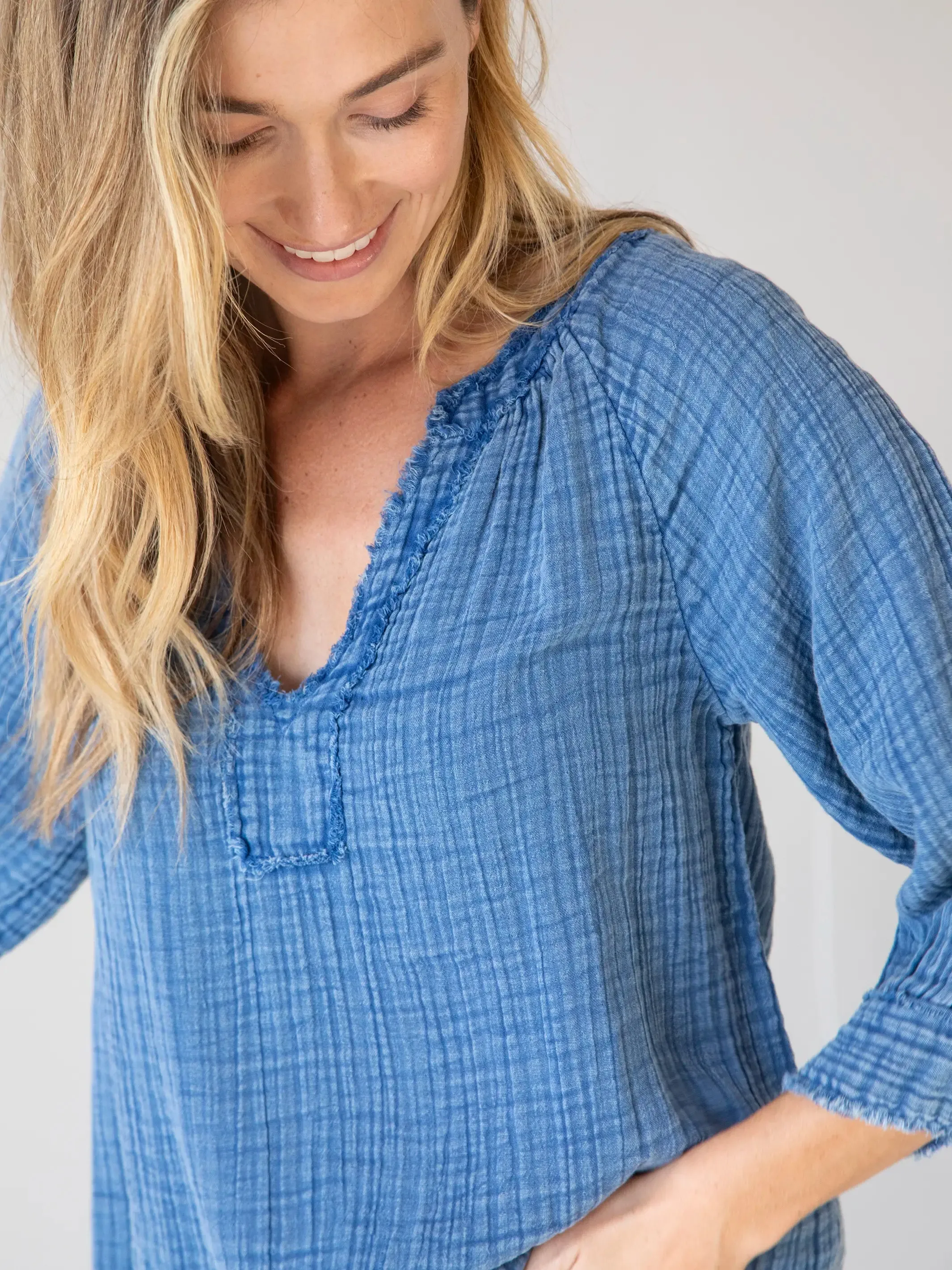Robyn Cotton Gauze Top - Blue sold by NATURAL LIFE product image thumbnail 2