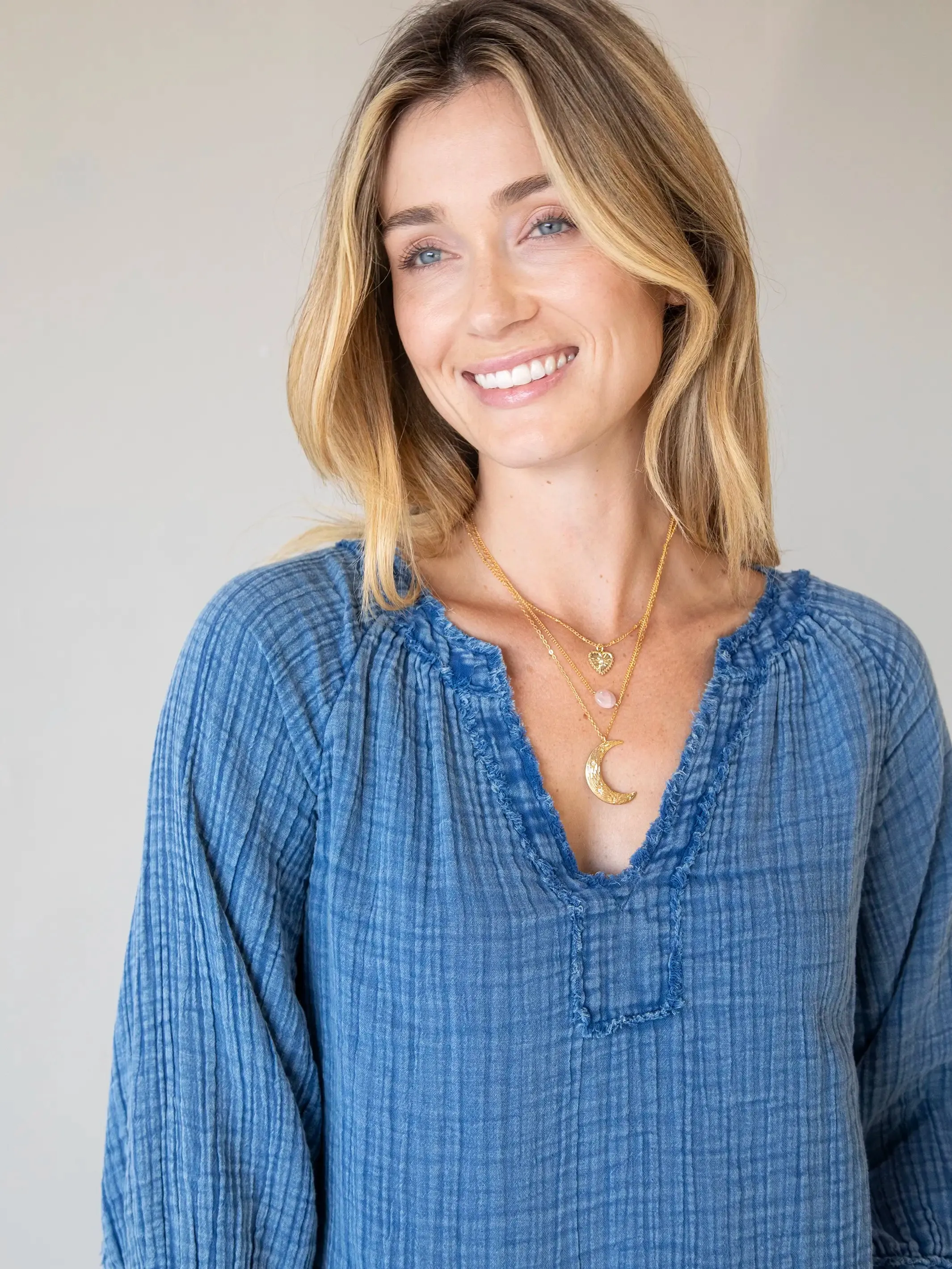 Robyn Cotton Gauze Top - Blue sold by NATURAL LIFE product image thumbnail 4