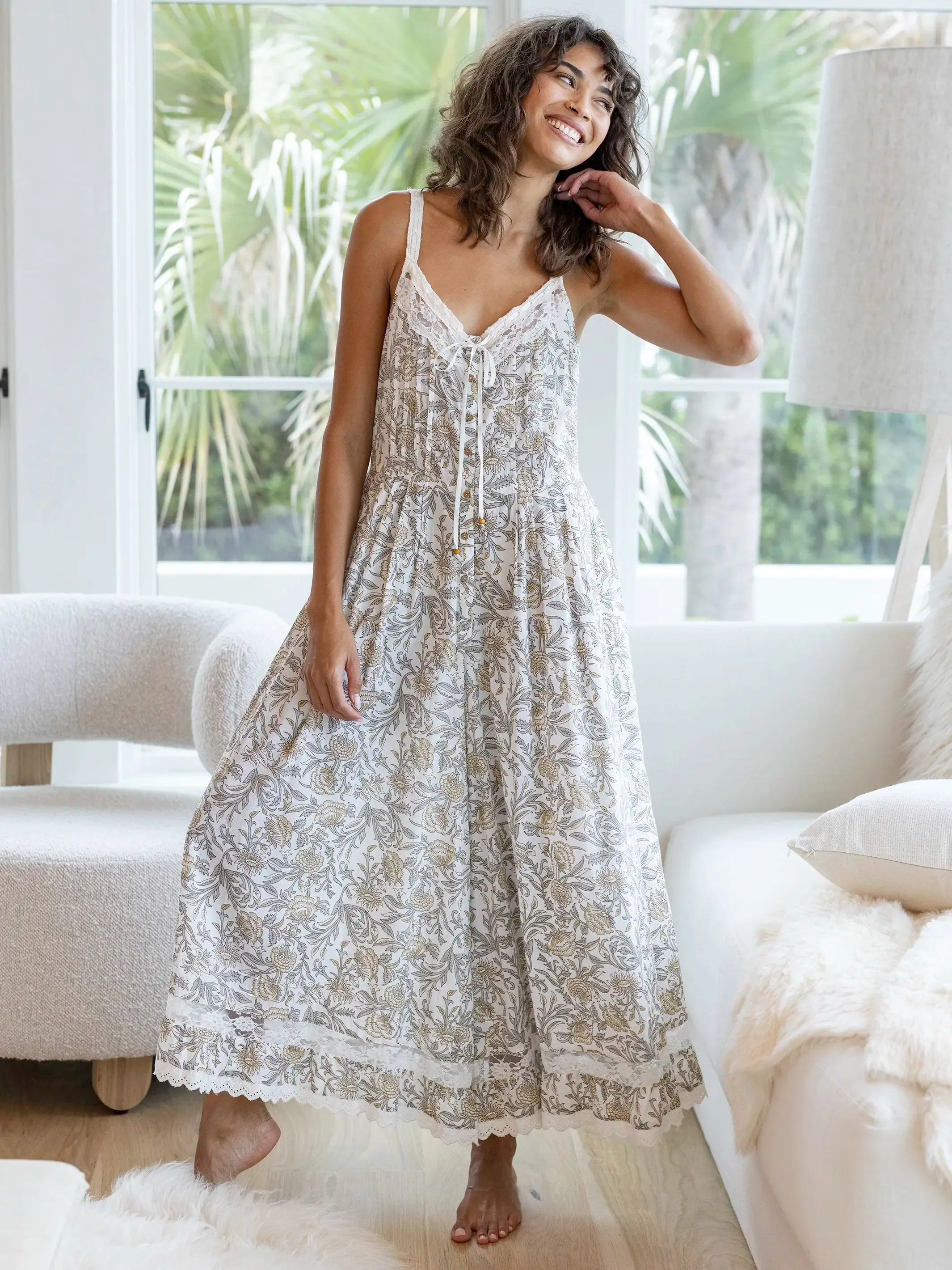 Cotton & Lace Jumpsuit - Vintage Vines sold by NATURAL LIFE