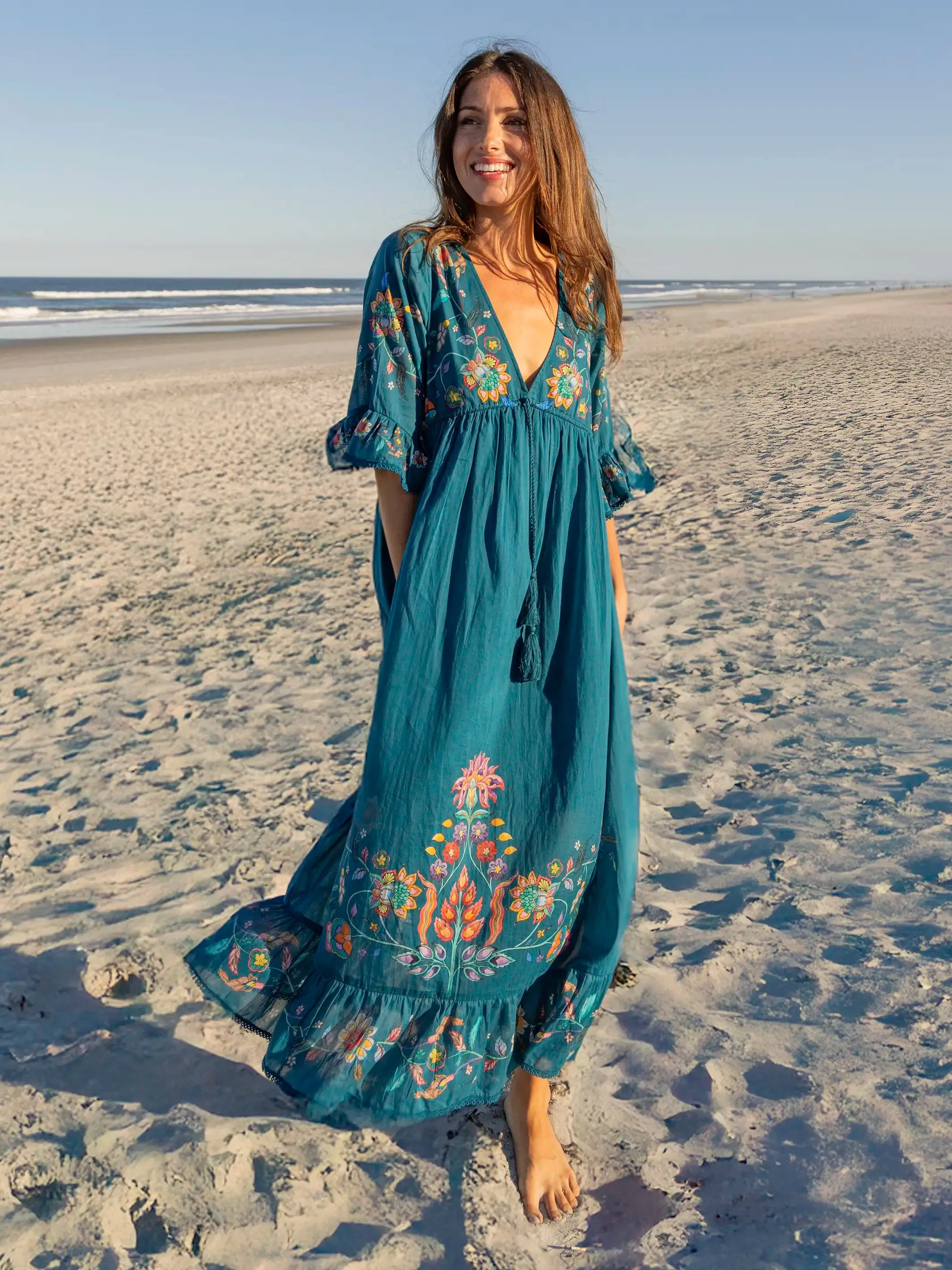 Capri Cotton Maxi Dress - Dark Teal sold by NATURAL LIFE