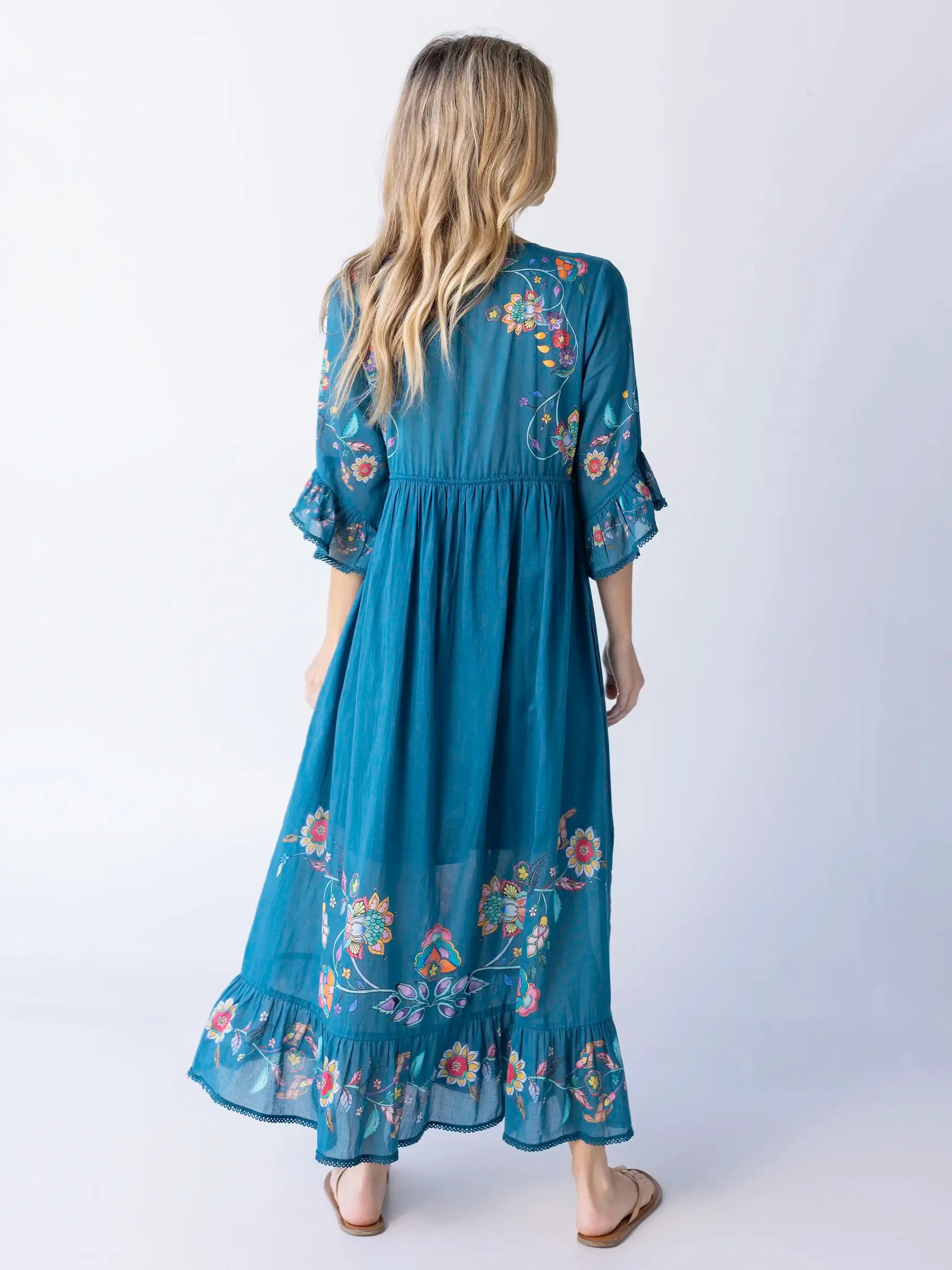 Capri Cotton Maxi Dress - Dark Teal sold by NATURAL LIFE product image thumbnail 3