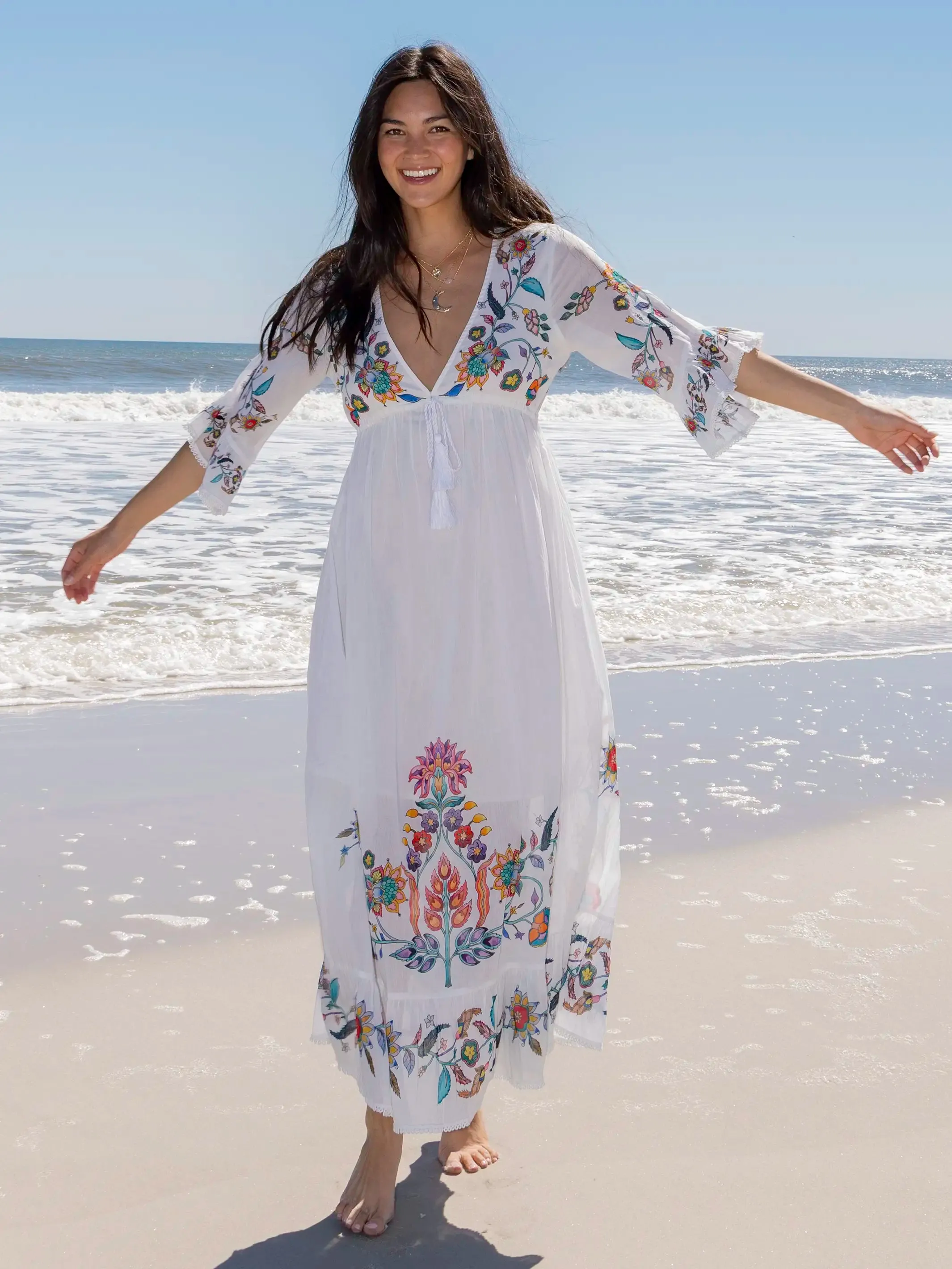 Capri Cotton Maxi Dress - White sold by NATURAL LIFE product image thumbnail 3