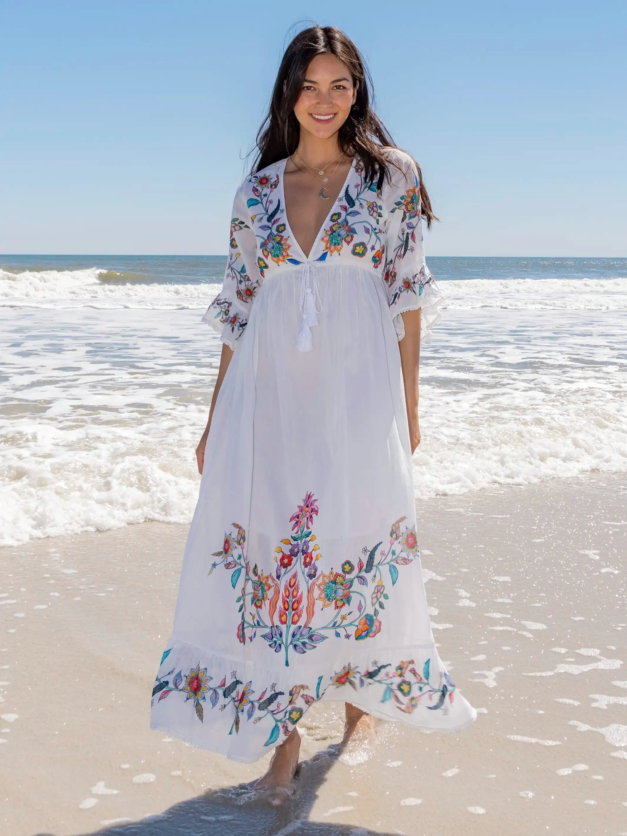 Capri Cotton Maxi Dress - White sold by NATURAL LIFE