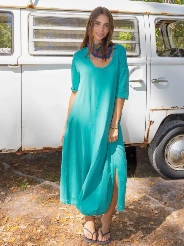 All Day Cotton Tee Dress - Teal sold by NATURAL LIFE