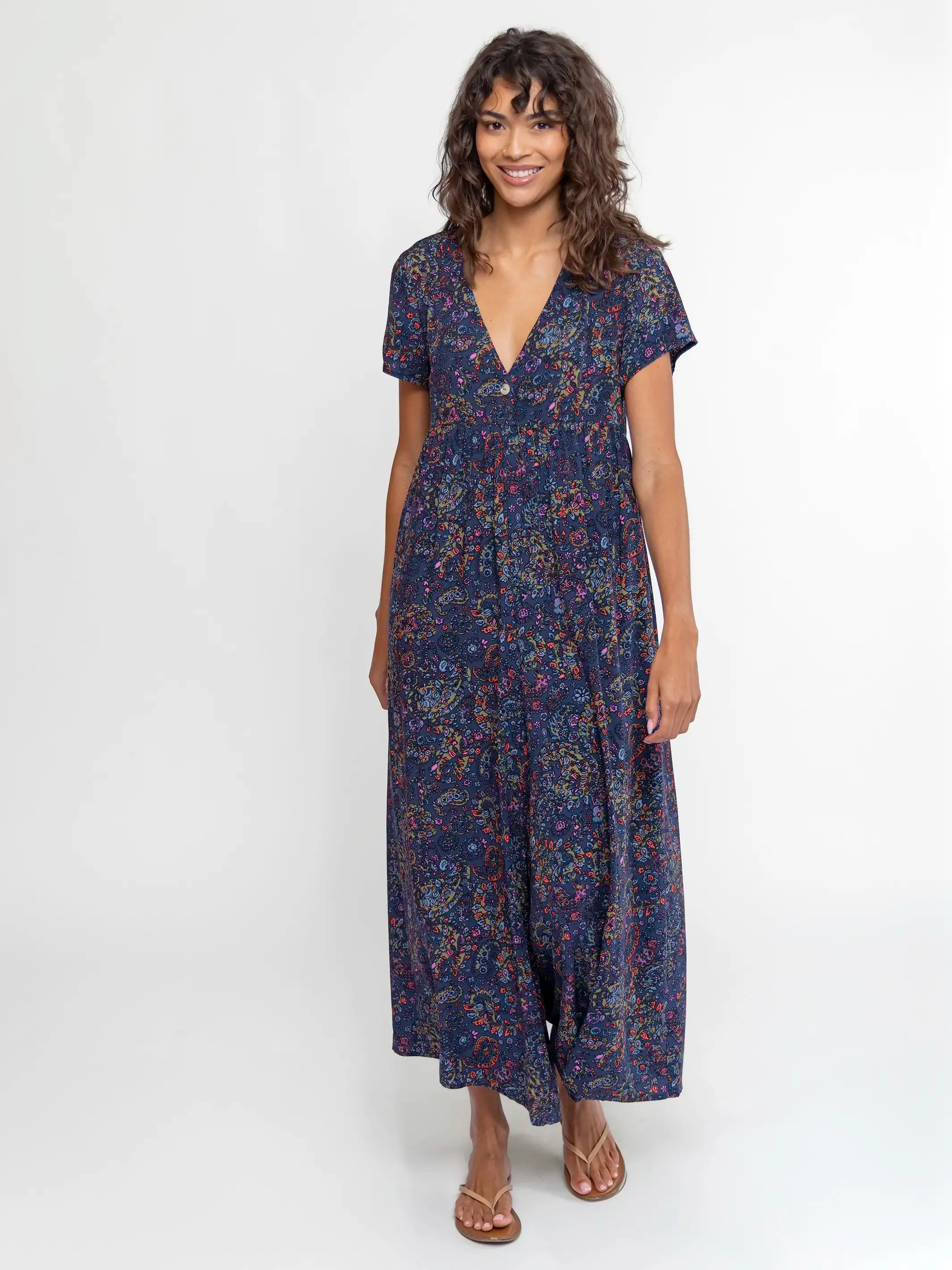 Avery Wide-Leg Jumpsuit - Retro Paisley Navy sold by NATURAL LIFE product image thumbnail 4