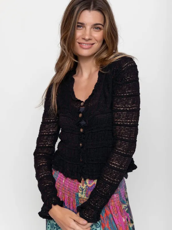 Juliet Ruffle Sweater Top - Black sold by NATURAL LIFE