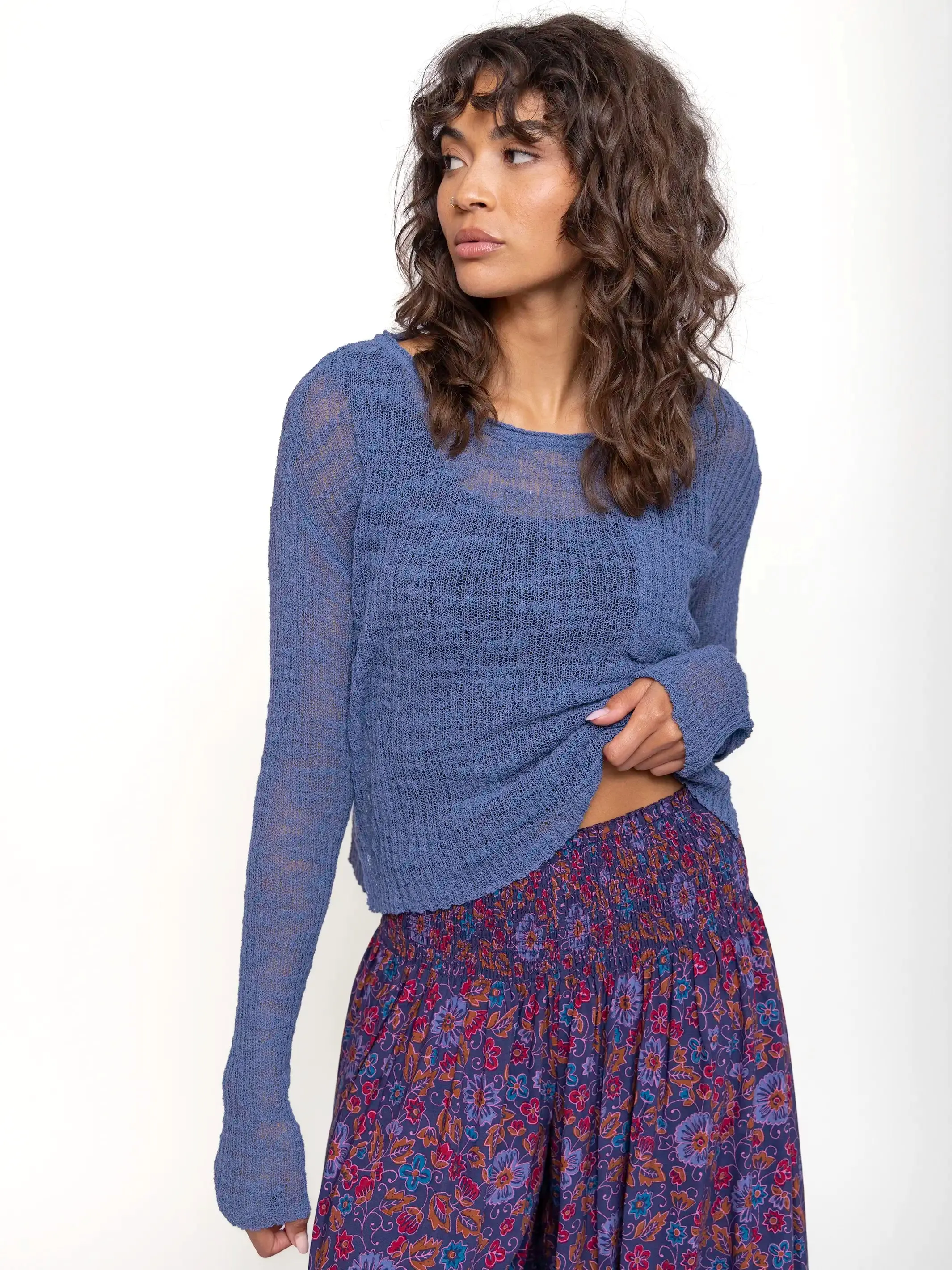 Patti Layering Sweater - Heather Blue sold by NATURAL LIFE
