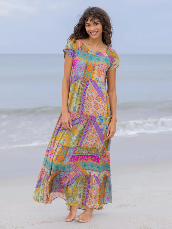 Berkley Maxi Dress - Folk Flower Patchwork sold by NATURAL LIFE