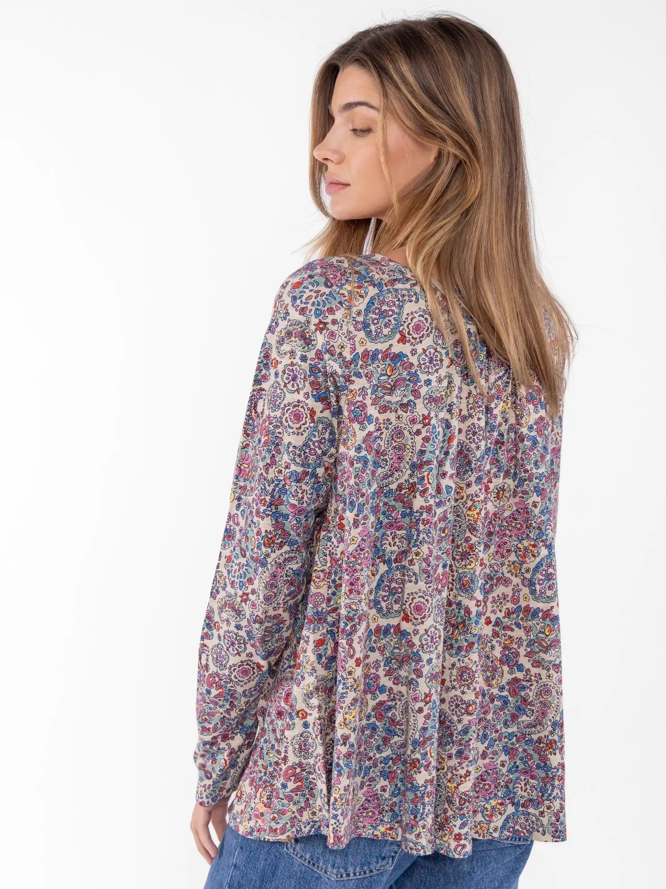 Iris Cotton Top - Retro Paisley Sand sold by NATURAL LIFE product image thumbnail 2