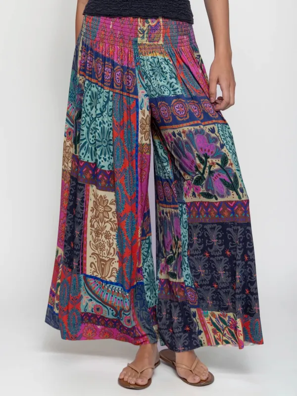 Make A Move "ButterSoft" Knit Palazzo Pant - Boho Blooms Patchwork sold by NATURAL LIFE