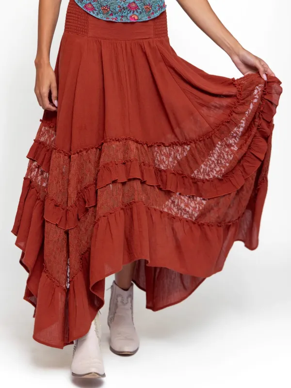 Feelin' Alive Lace Midi Skirt - Rust sold by NATURAL LIFE