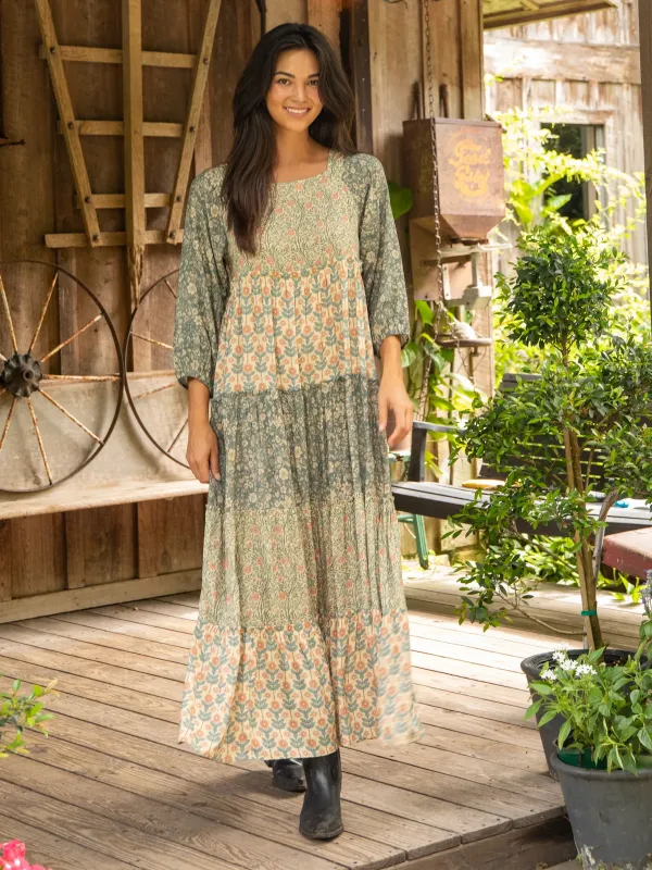 Berkley Long Sleeve Maxi Dress - Sage Bloom sold by NATURAL LIFE
