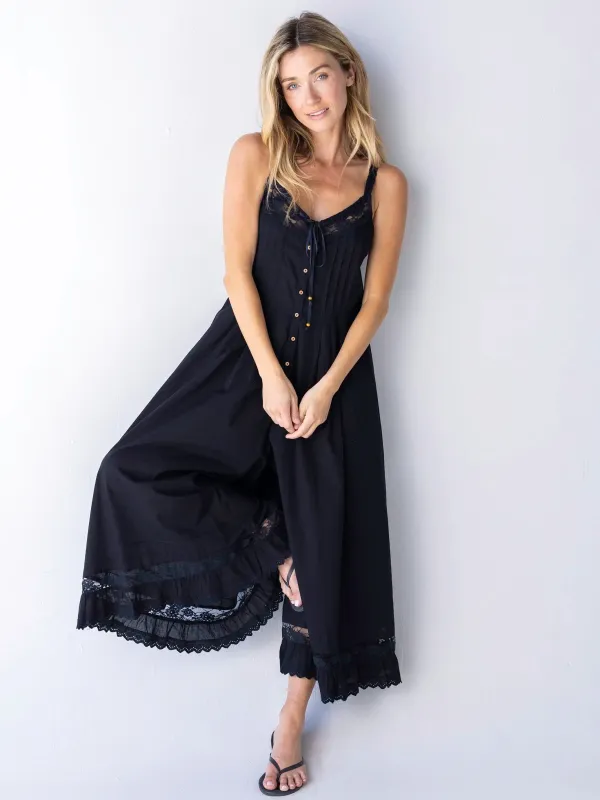 Cotton & Lace Jumpsuit - Black sold by NATURAL LIFE