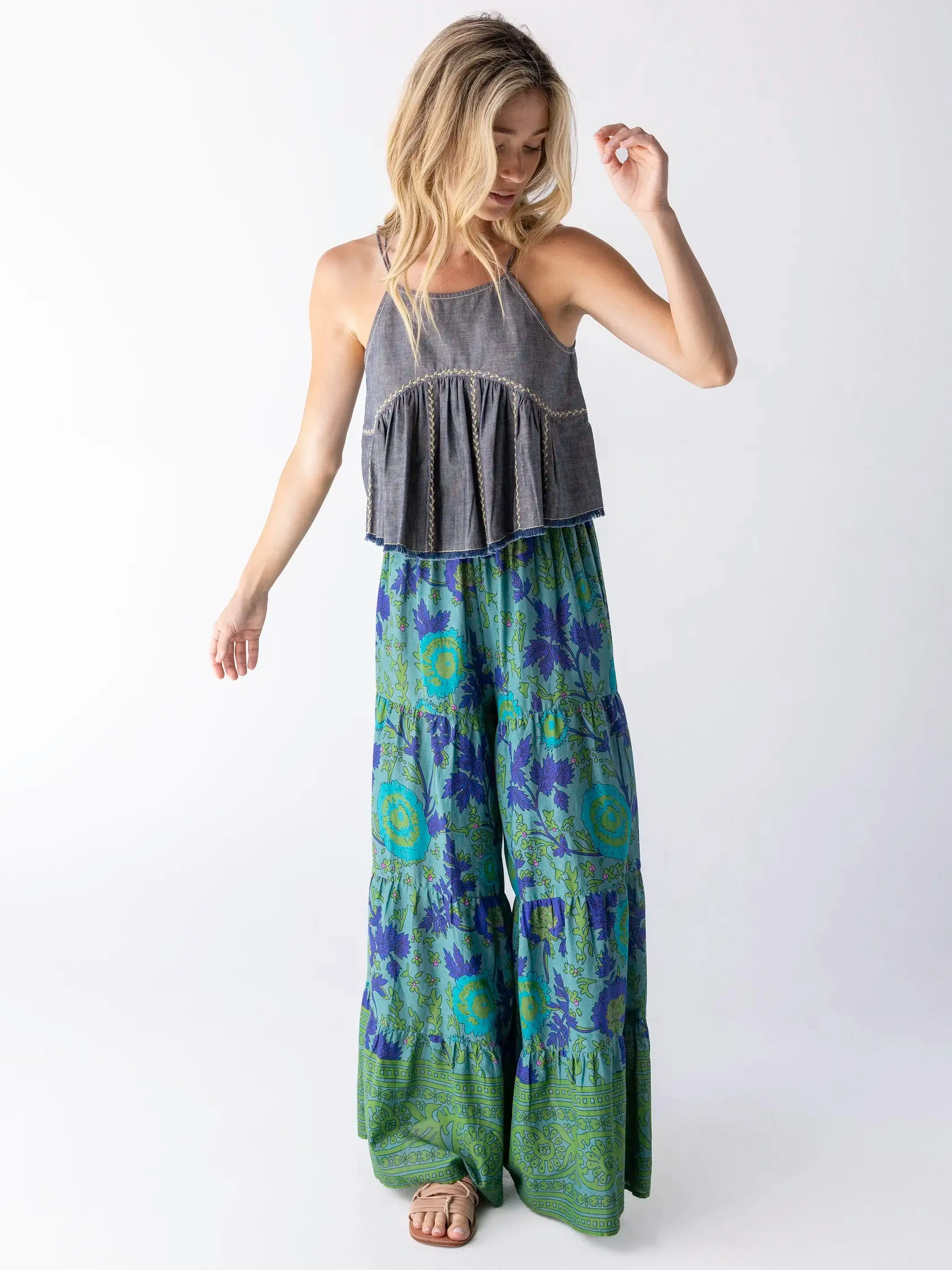 Erin Embroidered Cotton Top - Navy Denim sold by NATURAL LIFE product image thumbnail 4