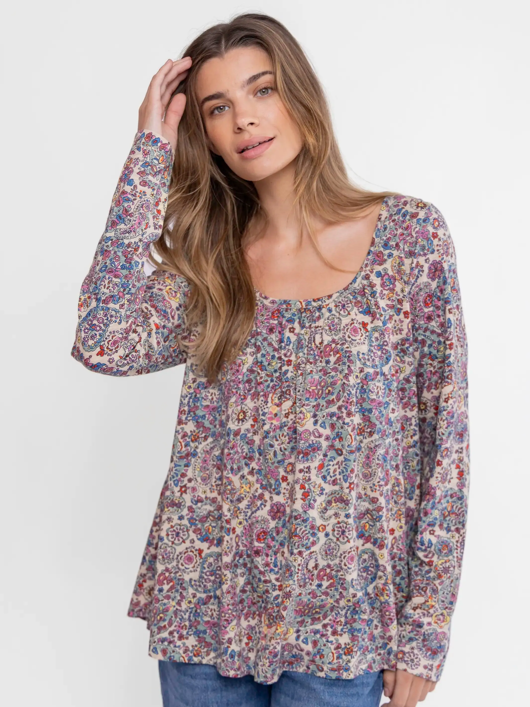 Iris Cotton Top - Sand Retro Paisley sold by NATURAL LIFE product image thumbnail 3