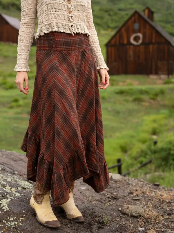 Feelin' Alive Convertible Midi Skirt - Rust Plaid Cotton sold by NATURAL LIFE