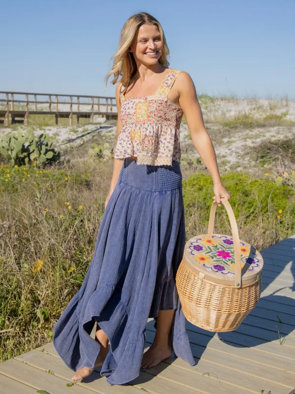 Feelin' Alive Convertible Midi Skirt - Blue Cotton sold by NATURAL LIFE