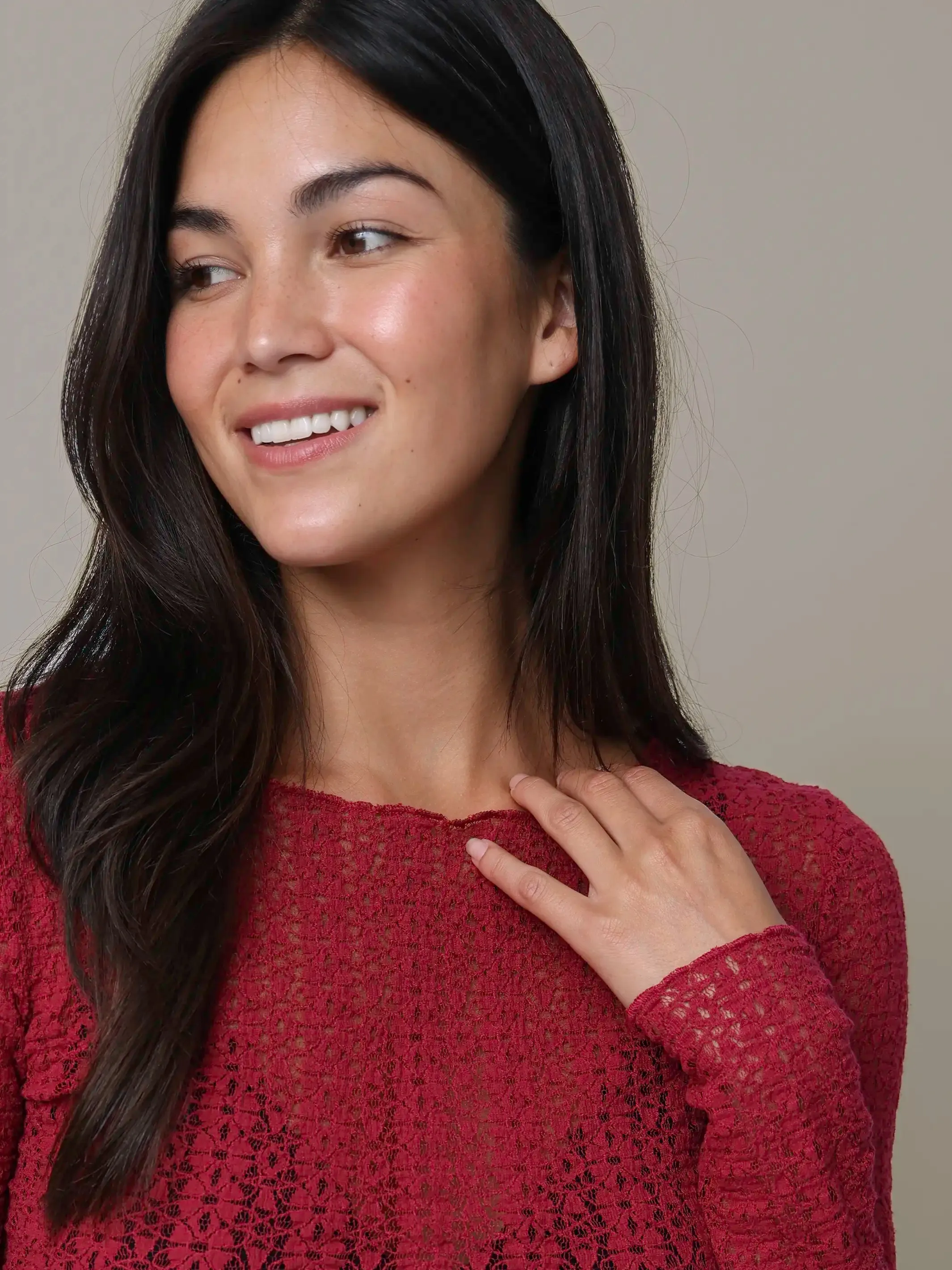 Lace Layering Top - Burgundy sold by NATURAL LIFE product image thumbnail 2