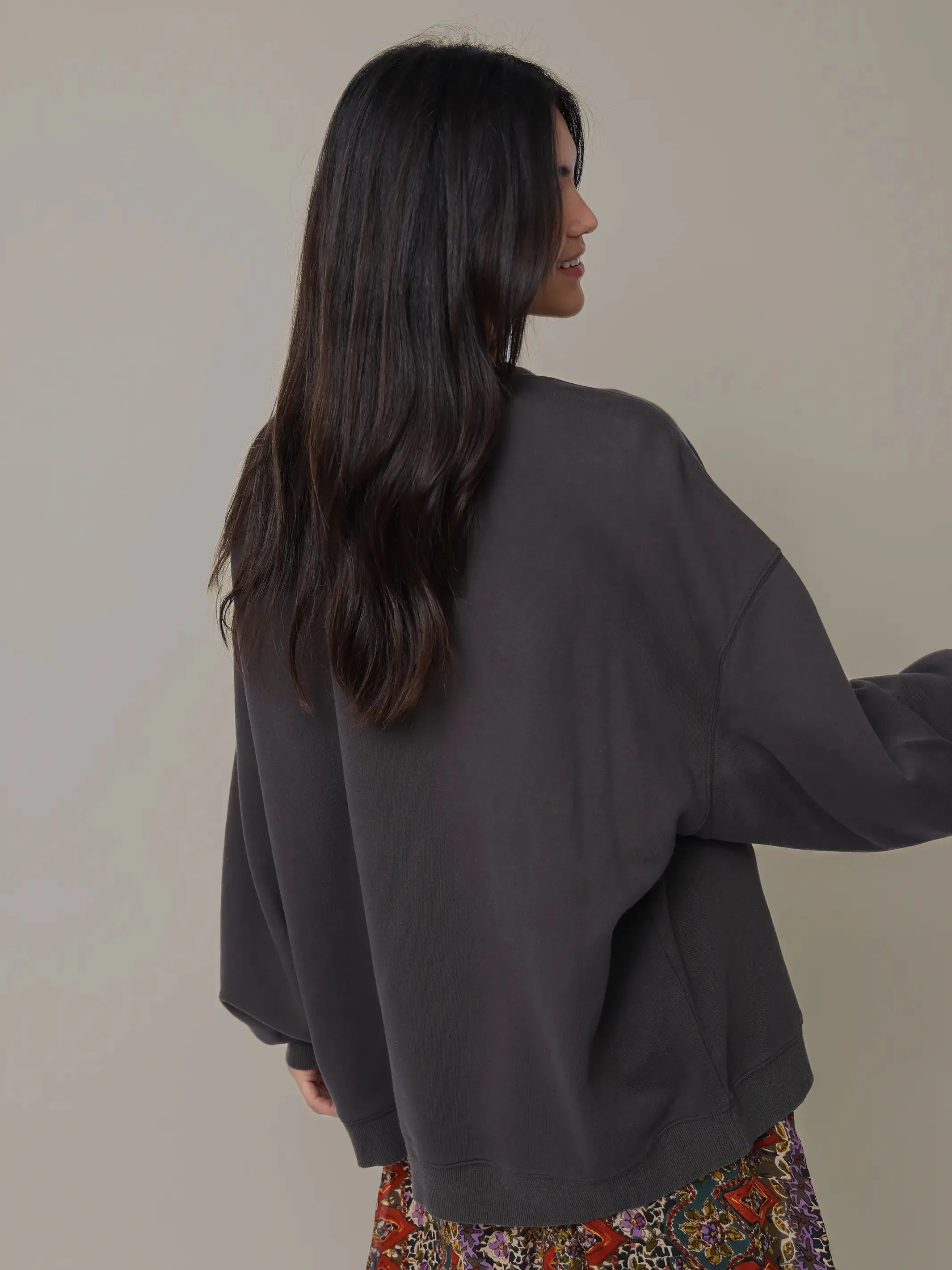 Applique Crewneck Sweatshirt - Brown Peace Sign sold by NATURAL LIFE product image thumbnail 3