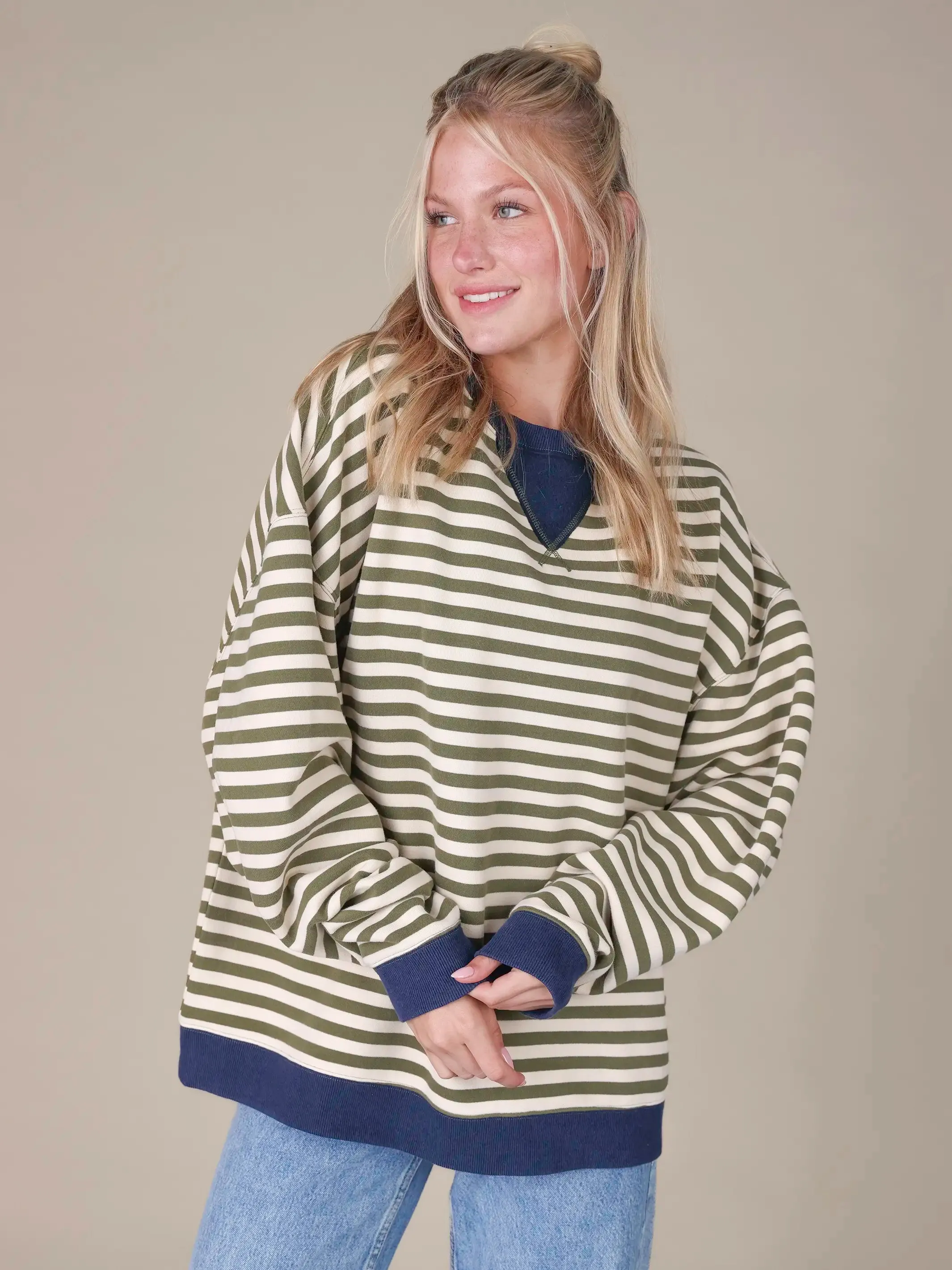 Oversized Striped Crewneck - Alpine Morning sold by NATURAL LIFE product image thumbnail 2