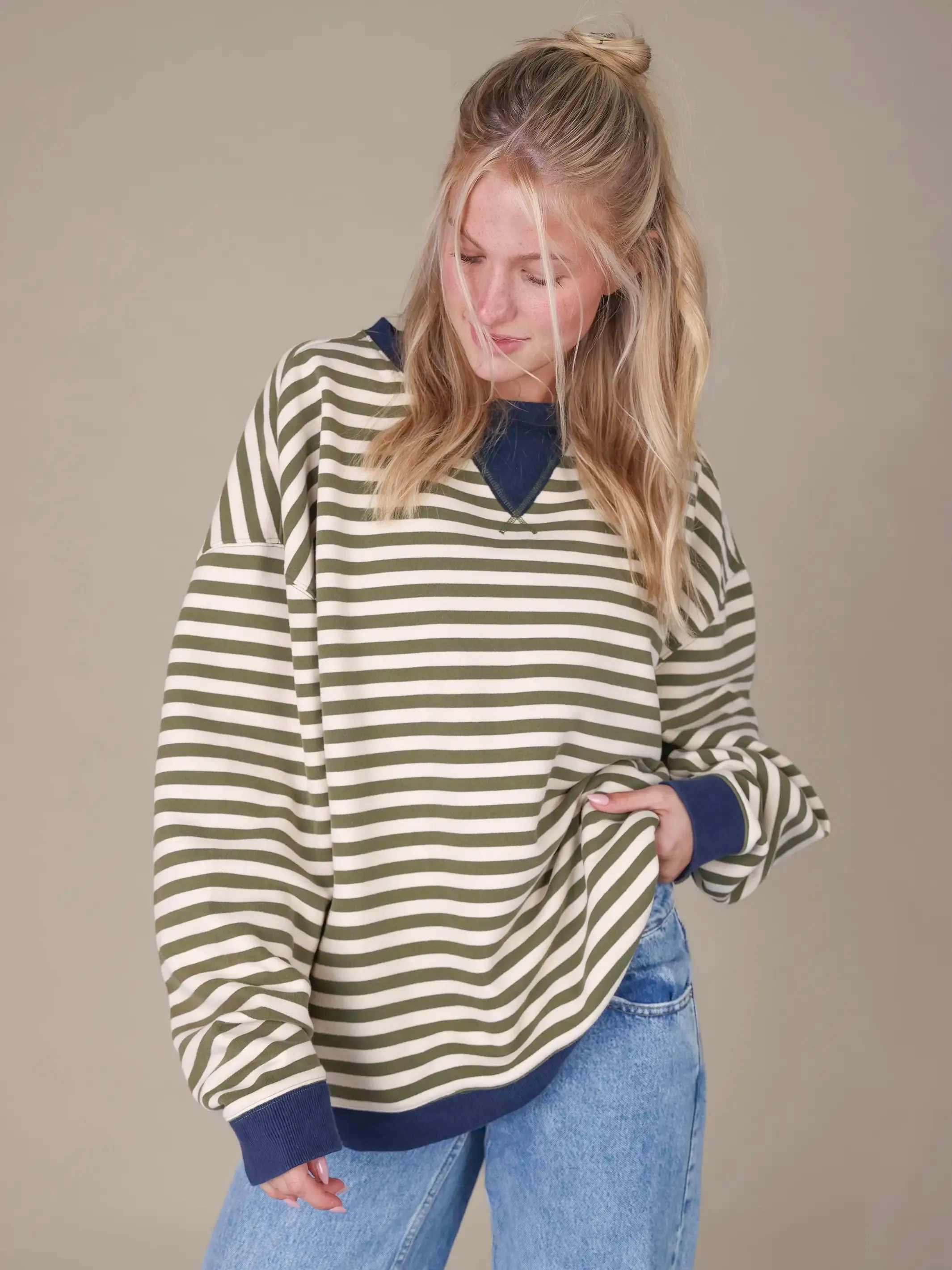 Oversized Striped Crewneck - Alpine Morning sold by NATURAL LIFE
