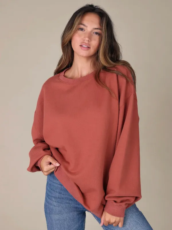 Oversized Crewneck Pullover - Rust sold by NATURAL LIFE