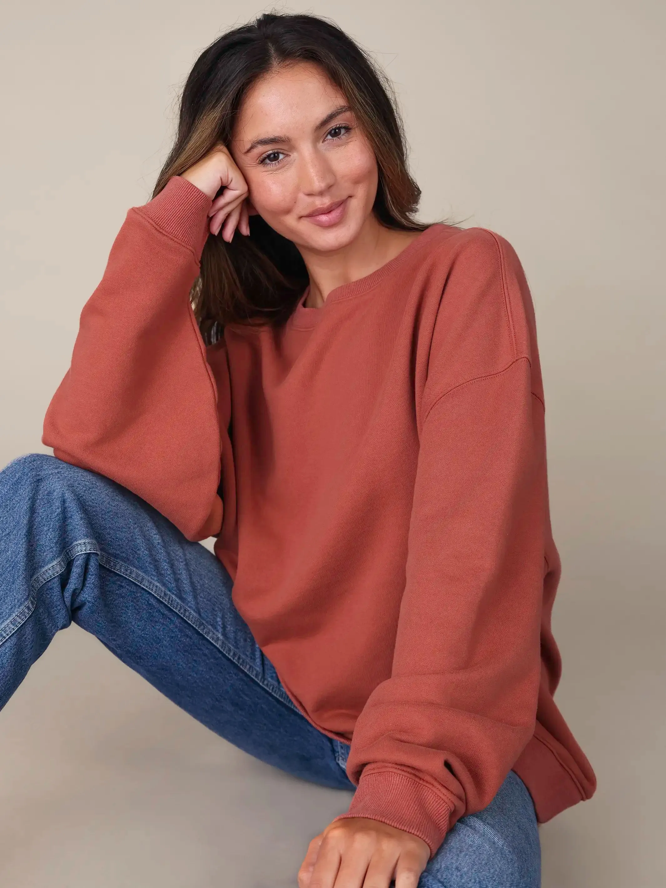 Oversized Crewneck Pullover - Rust sold by NATURAL LIFE product image thumbnail 3
