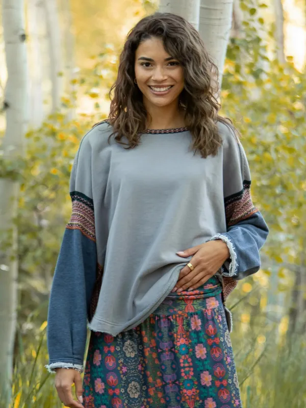 Knit Trim Sweatshirt - Dove Grey sold by NATURAL LIFE