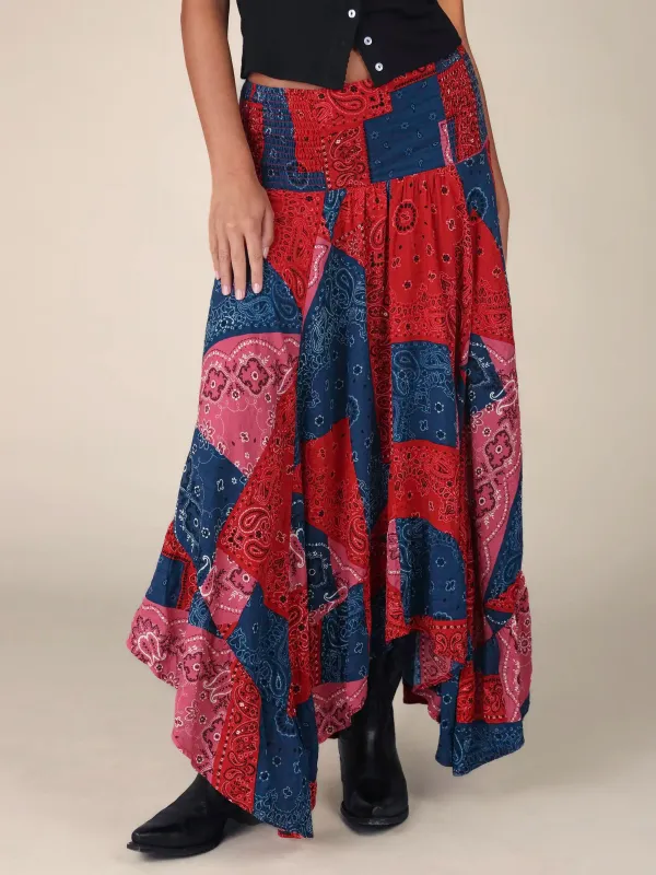 Feelin' Alive Convertible Midi Skirt - Bandana Patchwork Red sold by NATURAL LIFE