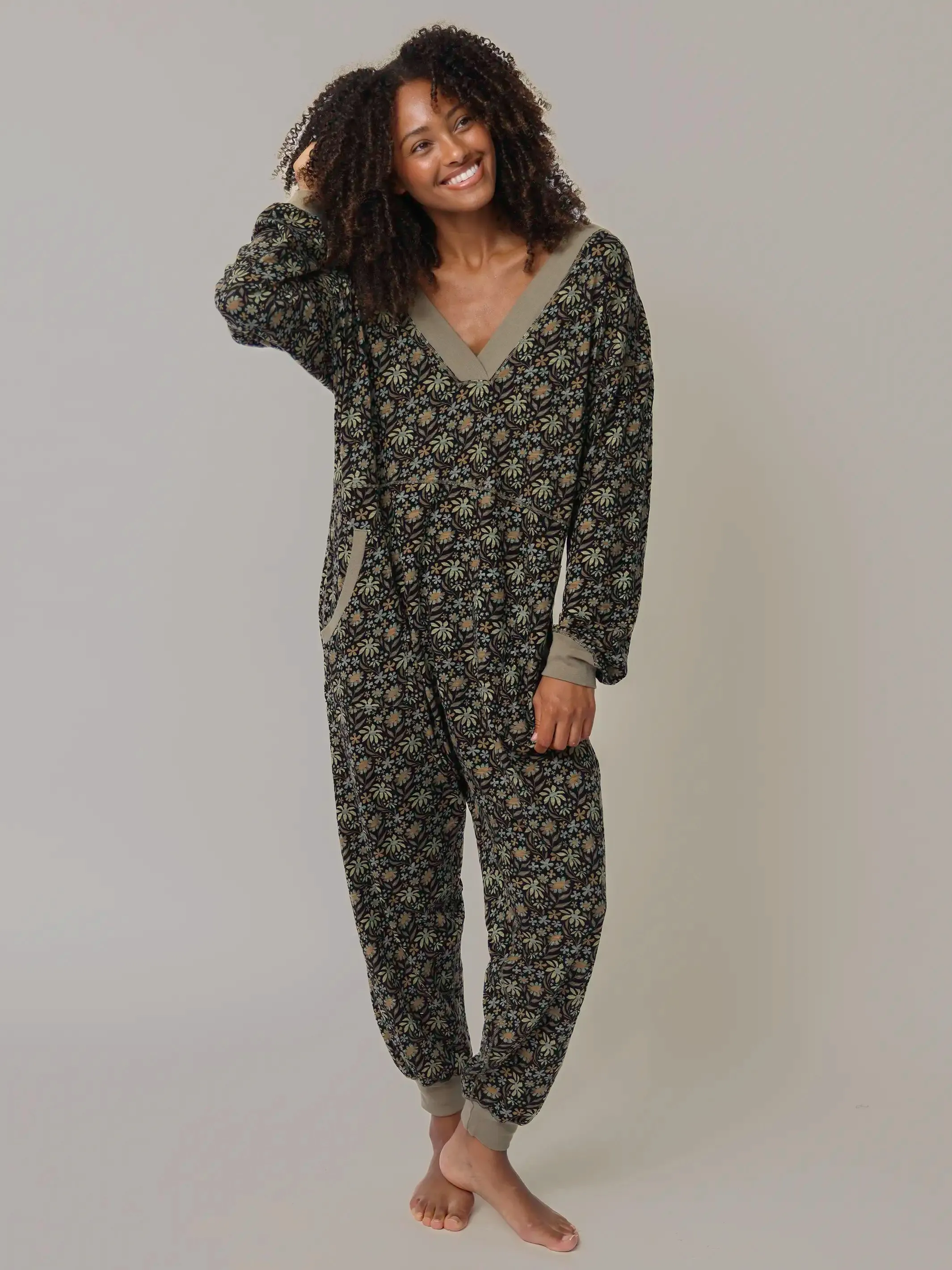 Johnnie Cotton Jumpsuit - Black Tan Daisies sold by NATURAL LIFE