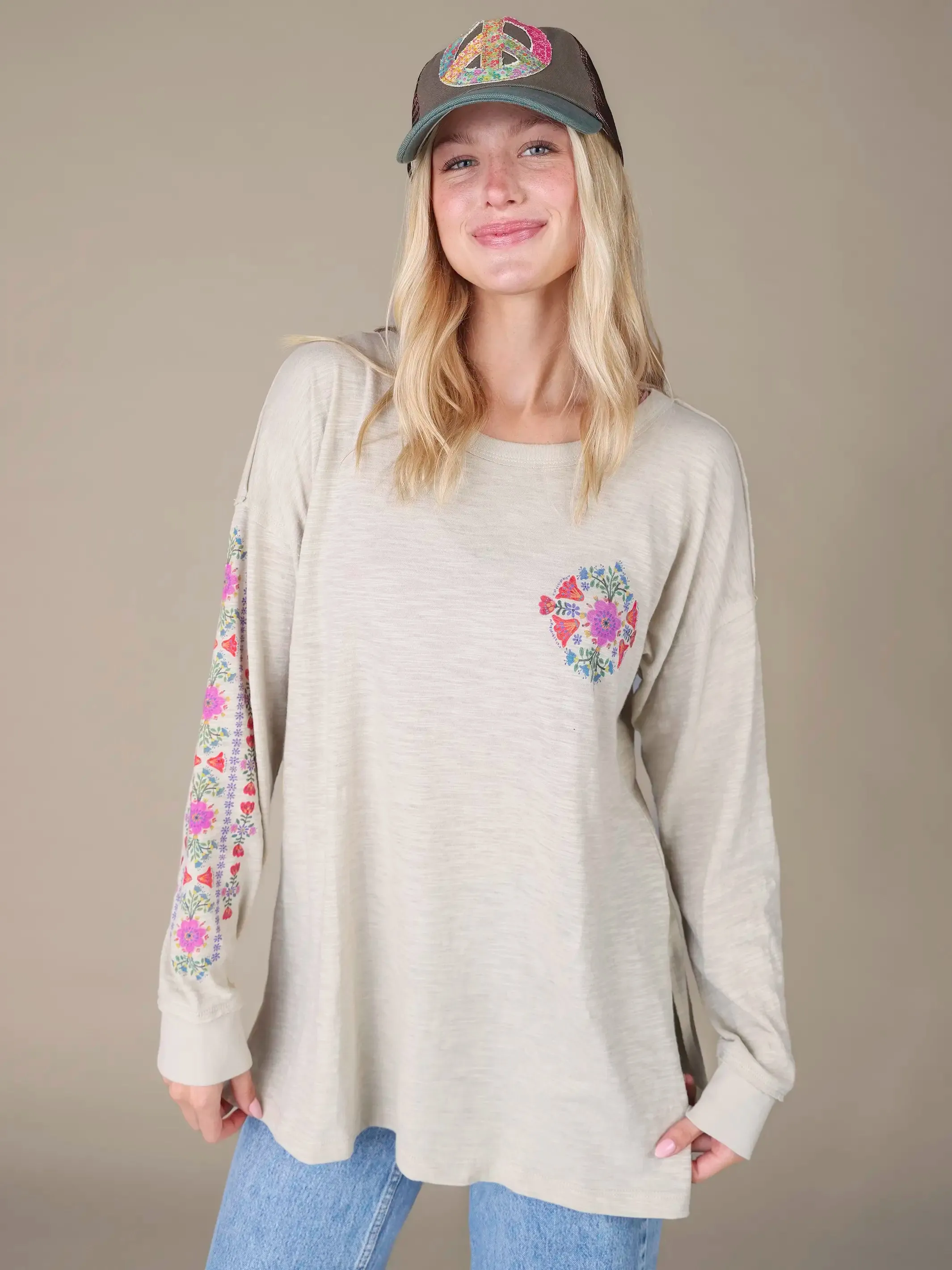 Arden Long Sleeve Cotton Tee Shirt - Moonstruck sold by NATURAL LIFE