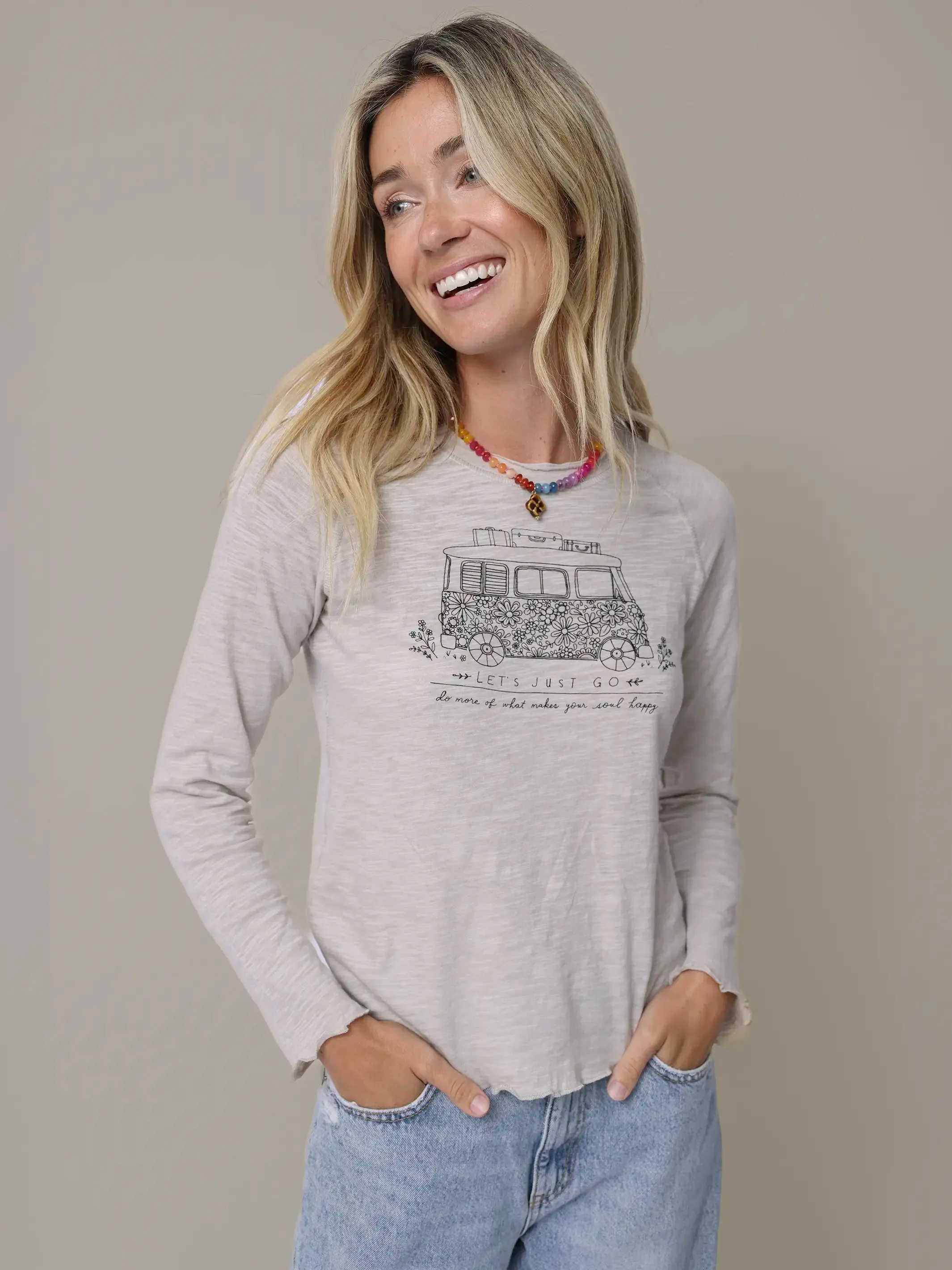 Lily Cotton Long Sleeve Tee Shirt - Moonstone Van sold by NATURAL LIFE product image thumbnail 2