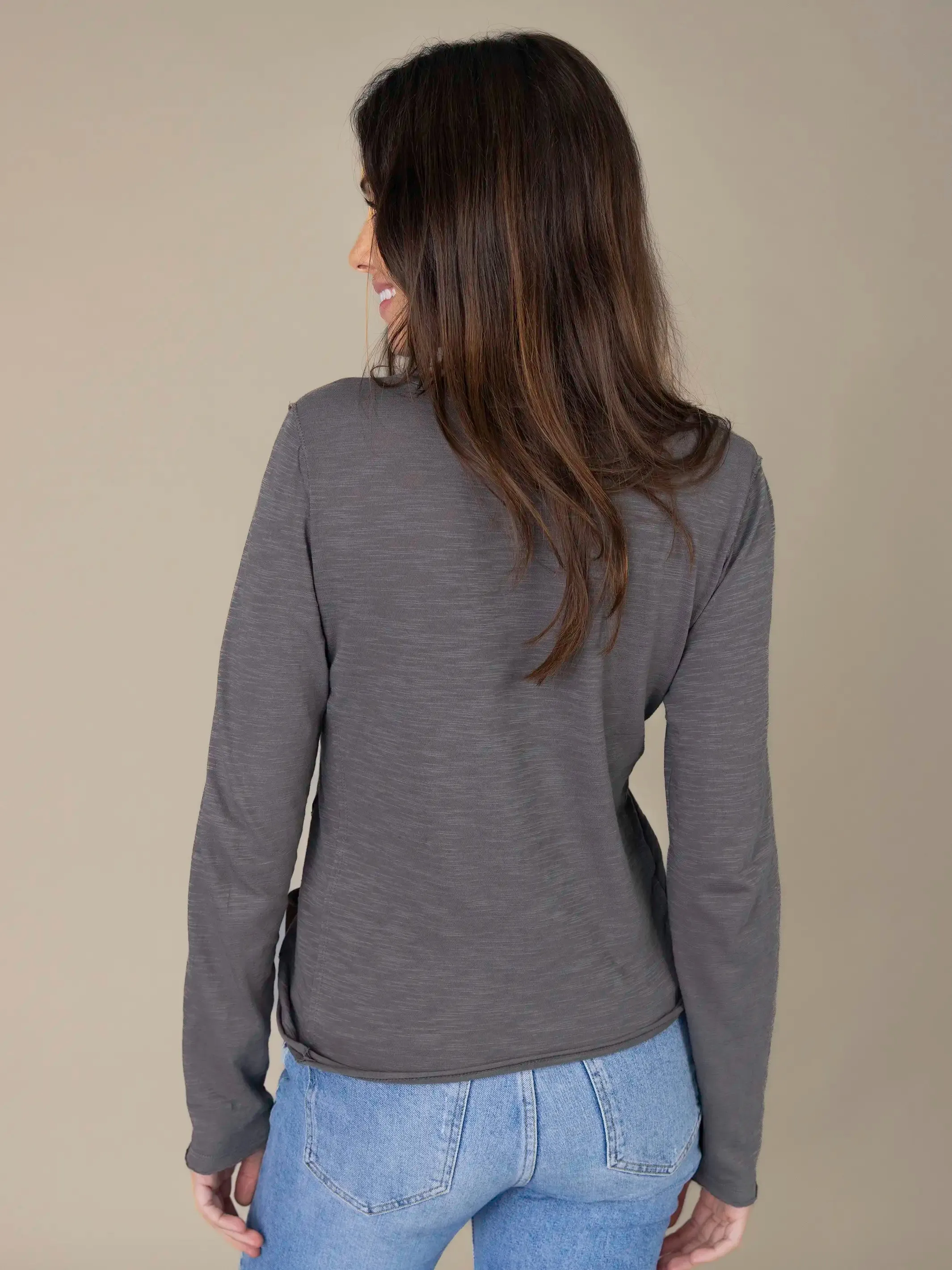 Molly Cotton Long Sleeve Tee Shirt - Charcoal sold by NATURAL LIFE product image thumbnail 2
