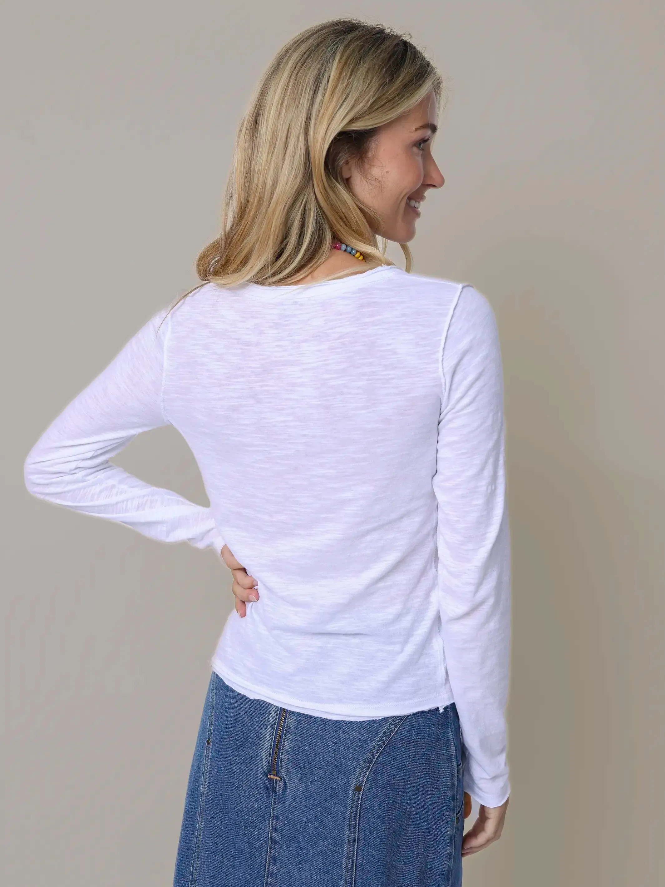 Molly Cotton Long Sleeve Tee Shirt - White sold by NATURAL LIFE product image thumbnail 2