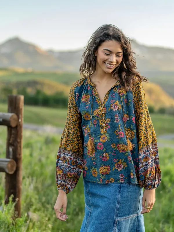 Camille Top - Riviera Batik Blue sold by NATURAL LIFE